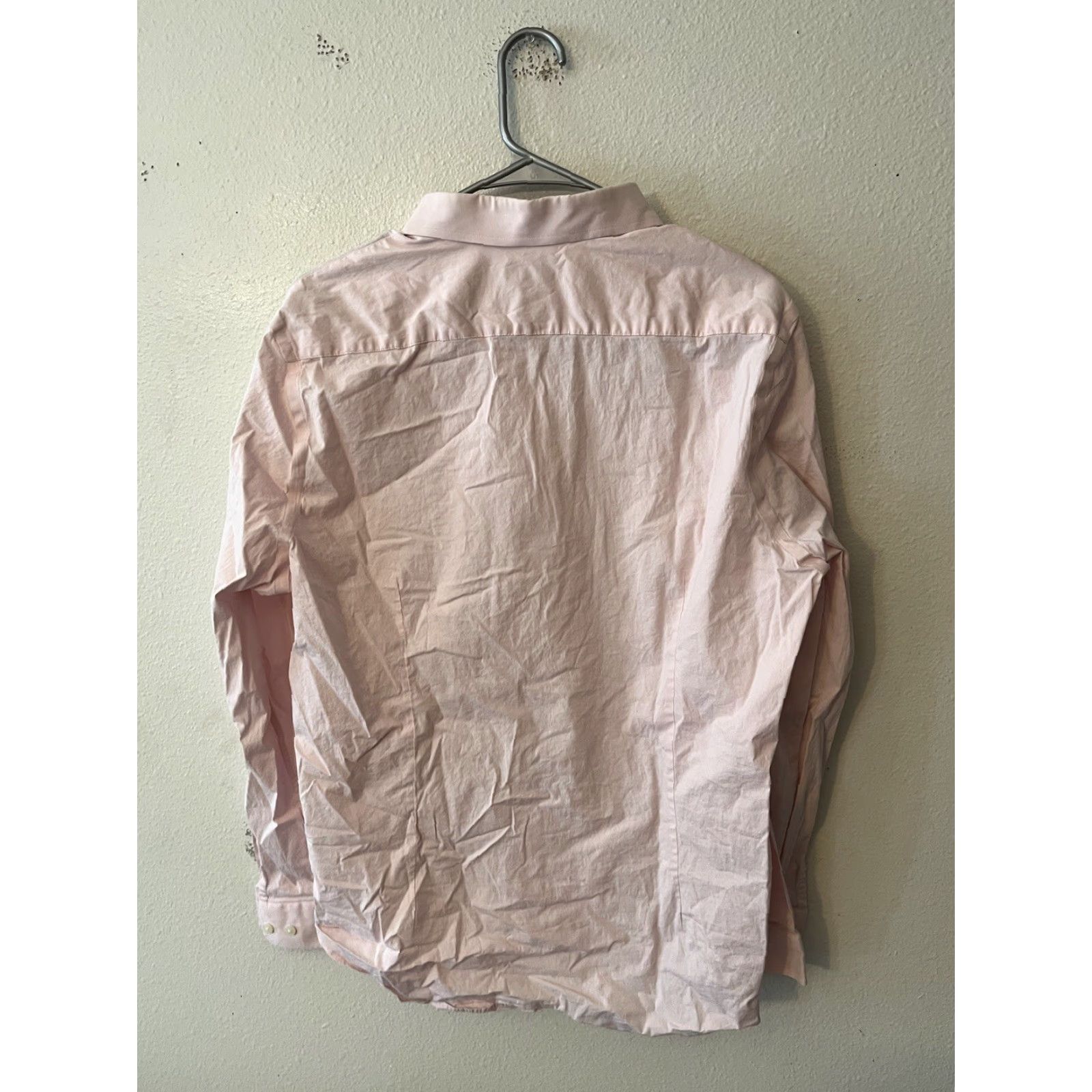 Express Express Dress Shirt Solid Pink Mens Large Extra-Slim Fit Long Sleeve Size 42R - 2 Thumbnail