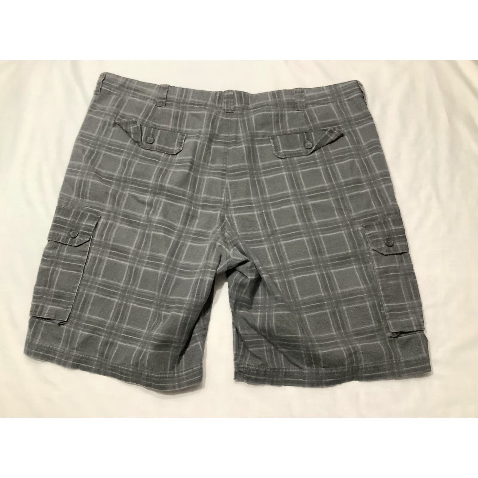 Vintage True Nation Cargo Shorts Mens 46 Gray Plaid Cotton Lightweight Pockets Casual Size US 30 / EU 46 - 4 Thumbnail