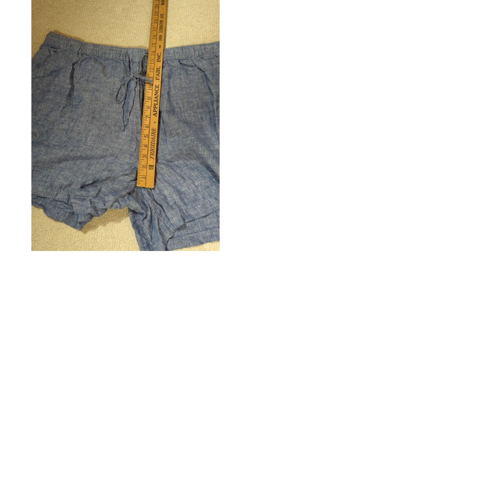 Vintage Tahari 100% Linen Blue Shorts Womens 3X Plus Size High Rise Elastic Waist Pockets Solid Beach Casual Summer Spring Vacation Linen Shorts Size 40" / US 18 - 9 Thumbnail