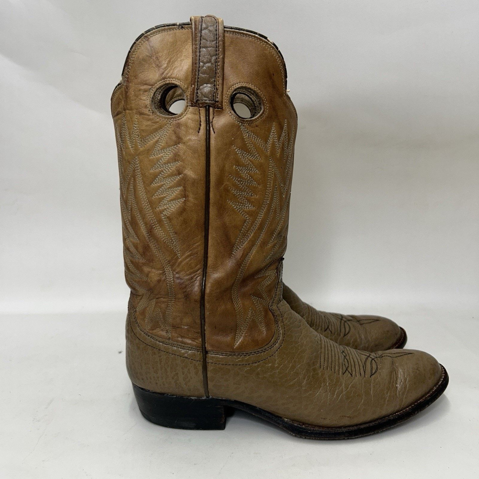Dan Post Vintage Dan Post Bullhide Cowboy Boots Two-Tone “Tan” Size US 11 / EU 44 - 4 Thumbnail