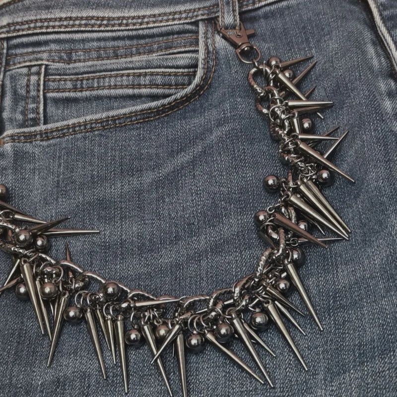 Japanese Brand Black Gun Plated Rivet Metal Biker Pants Chain Size ONE SIZE - 1 Thumbnail
