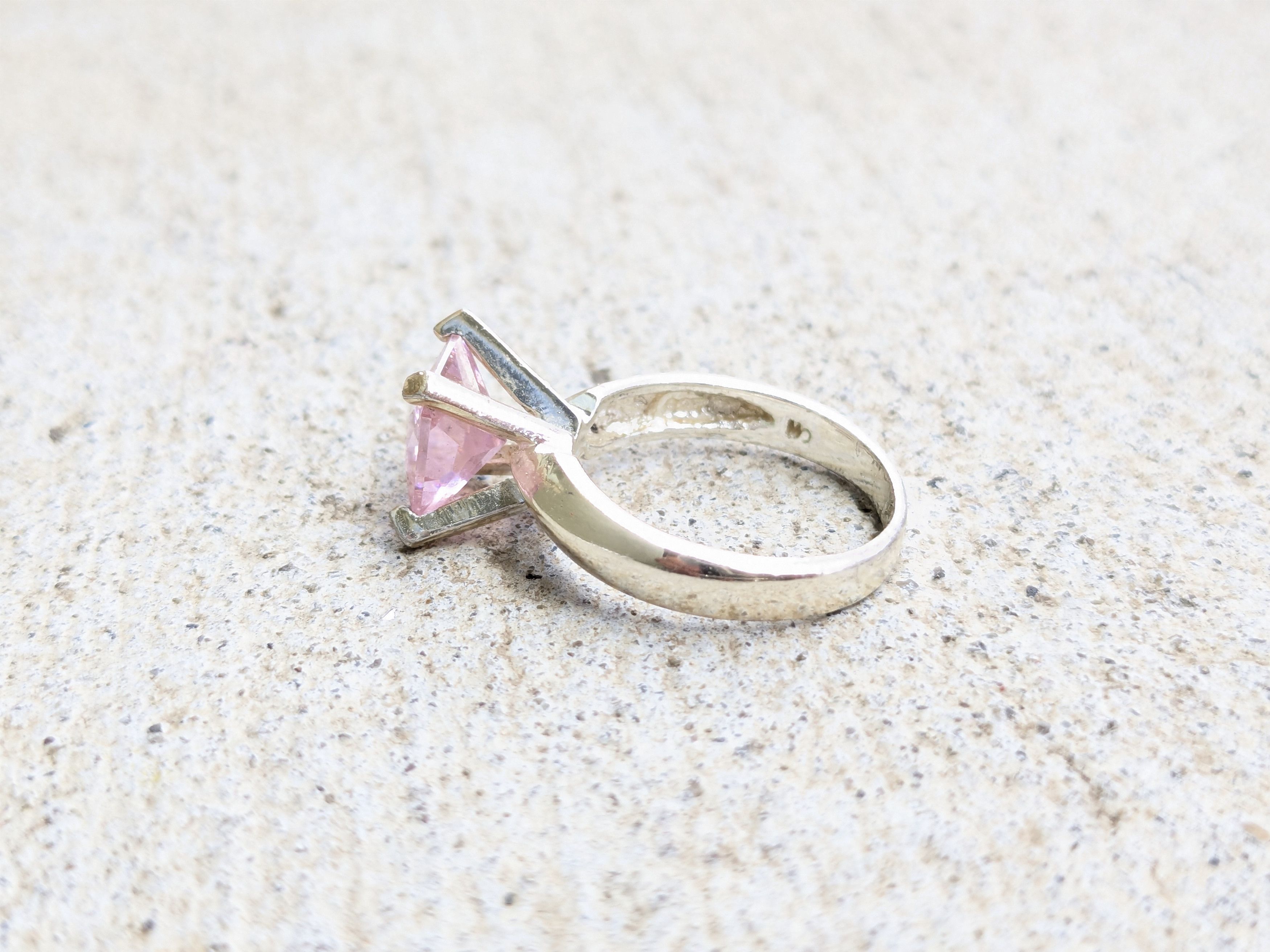 Jewelry Sterling Silver Ring Pink Topaz 6 Square Princess Cut Band Size ONE SIZE - 7 Thumbnail