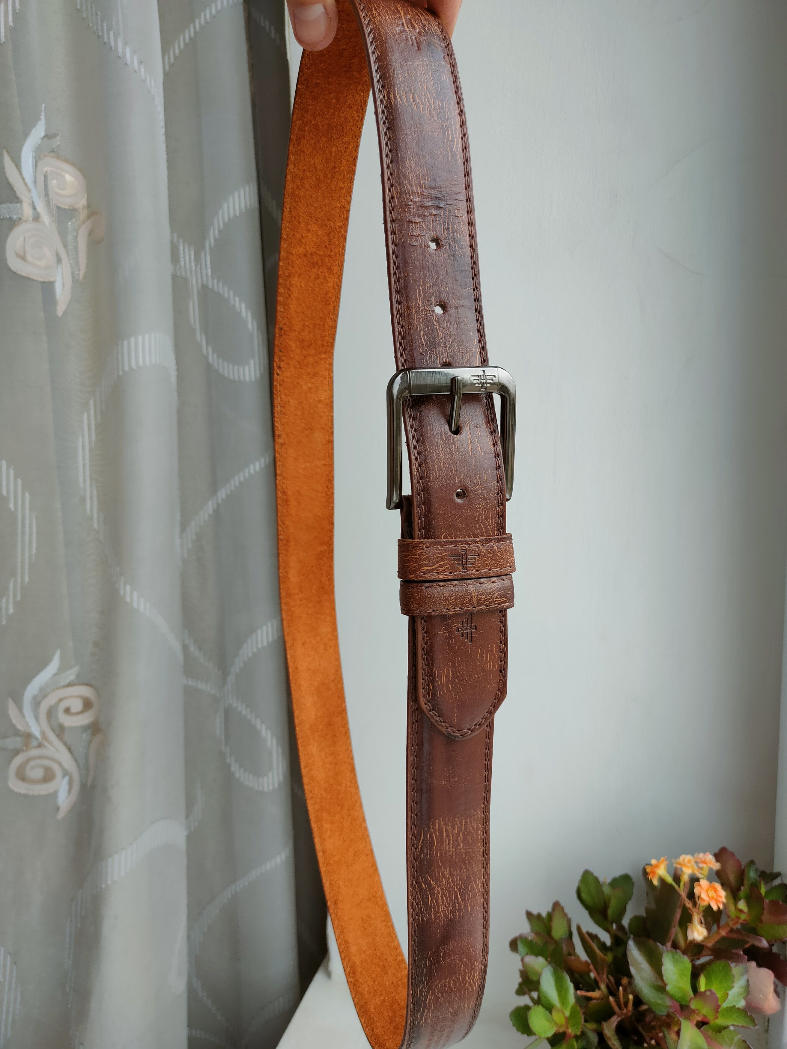 Genuine Leather Vintage Leather Belt Eagle Italy Design Men's Leather Belt Size ONE SIZE - 4 Thumbnail