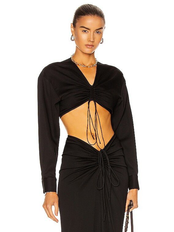 Christopher Esber Ruched Crop Shirt Size XS / US 0-2 / IT 36-38 - 3 Thumbnail