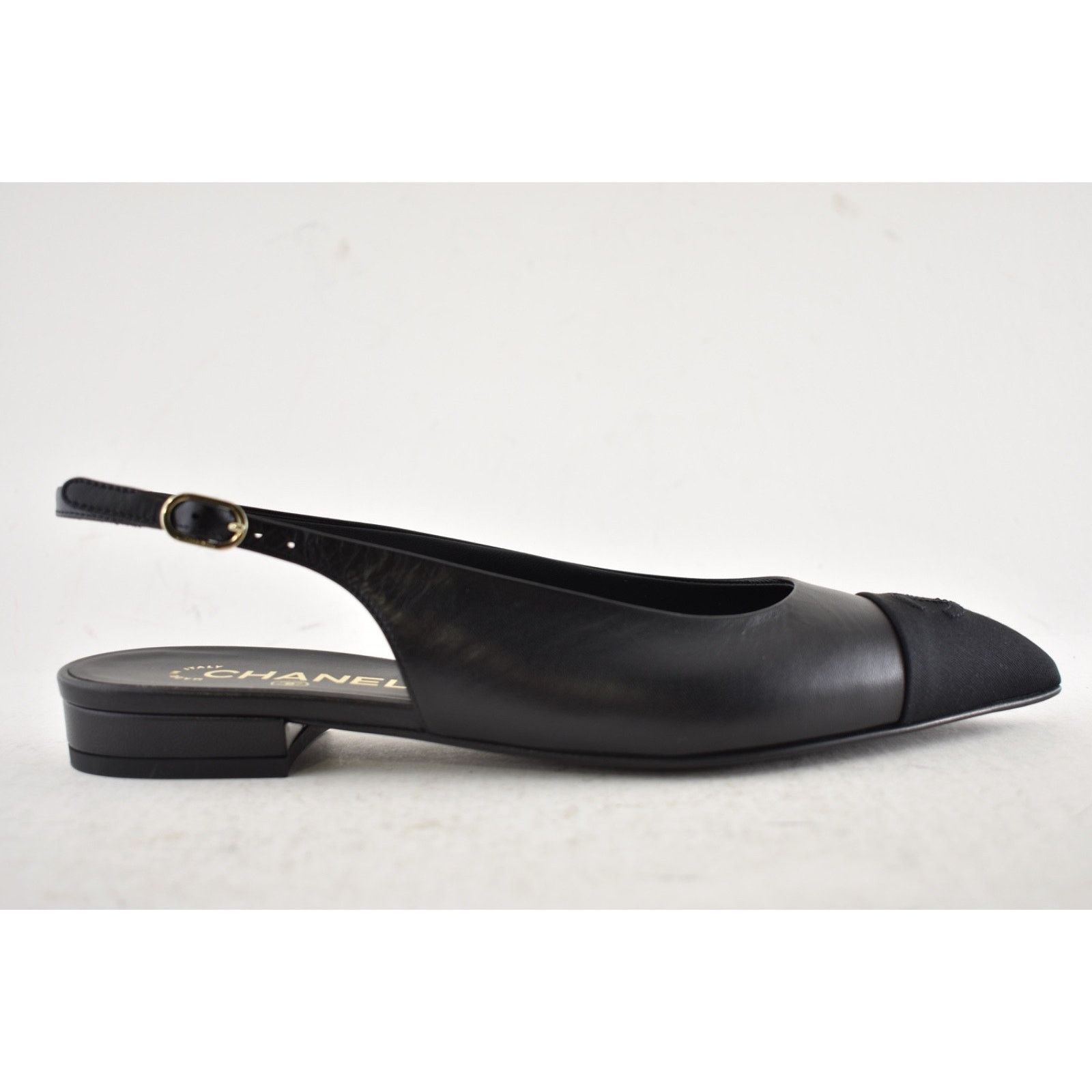 Chanel Chanel 24A Black Leather CC Logo Slingback Ballet Flat 38.5 Size US 8.5 / IT 38.5 - 3 Thumbnail