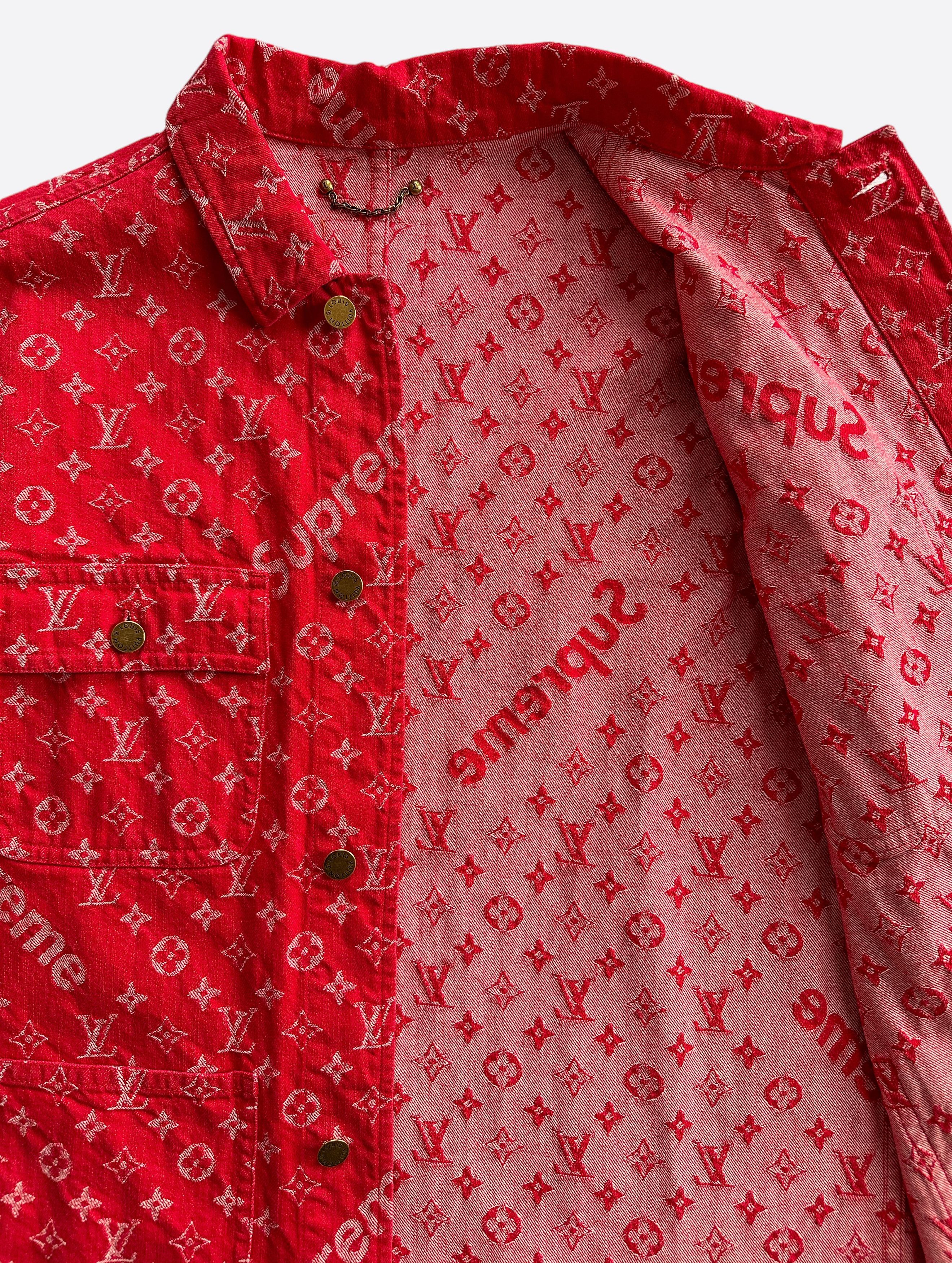 Louis Vuitton × Supreme Louis Vuitton Supreme Red Monogram Chore Jacket 1/1 Size US XL / EU 56 / 4 - 6 Thumbnail