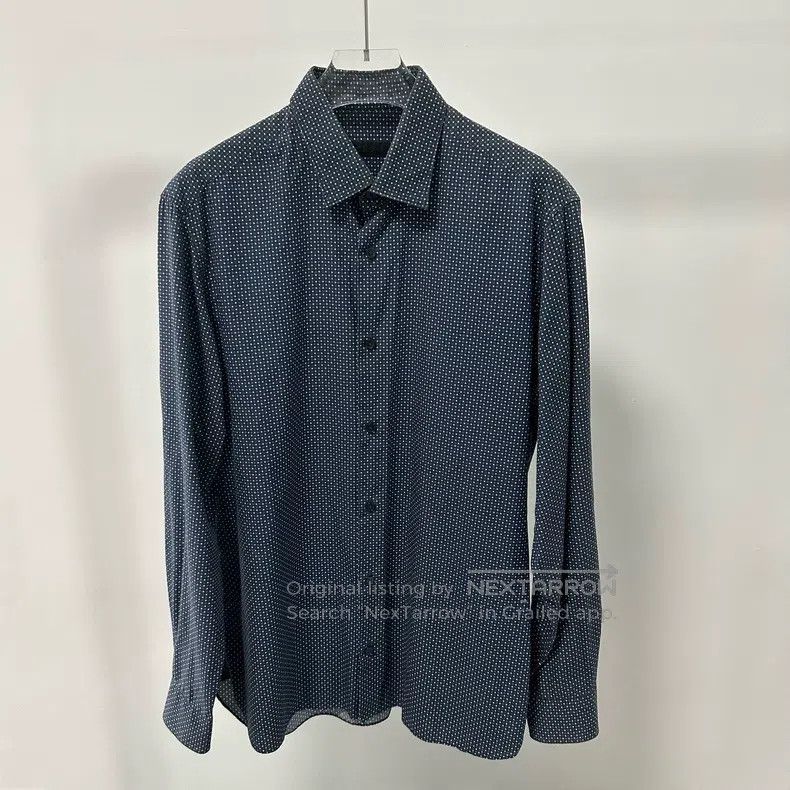 Ermenegildo Zegna Ermenegildo Zegna size 41 Deep Blue Polka Dot Printed Long Size US XL / EU 56 / 4 - 1 Thumbnail