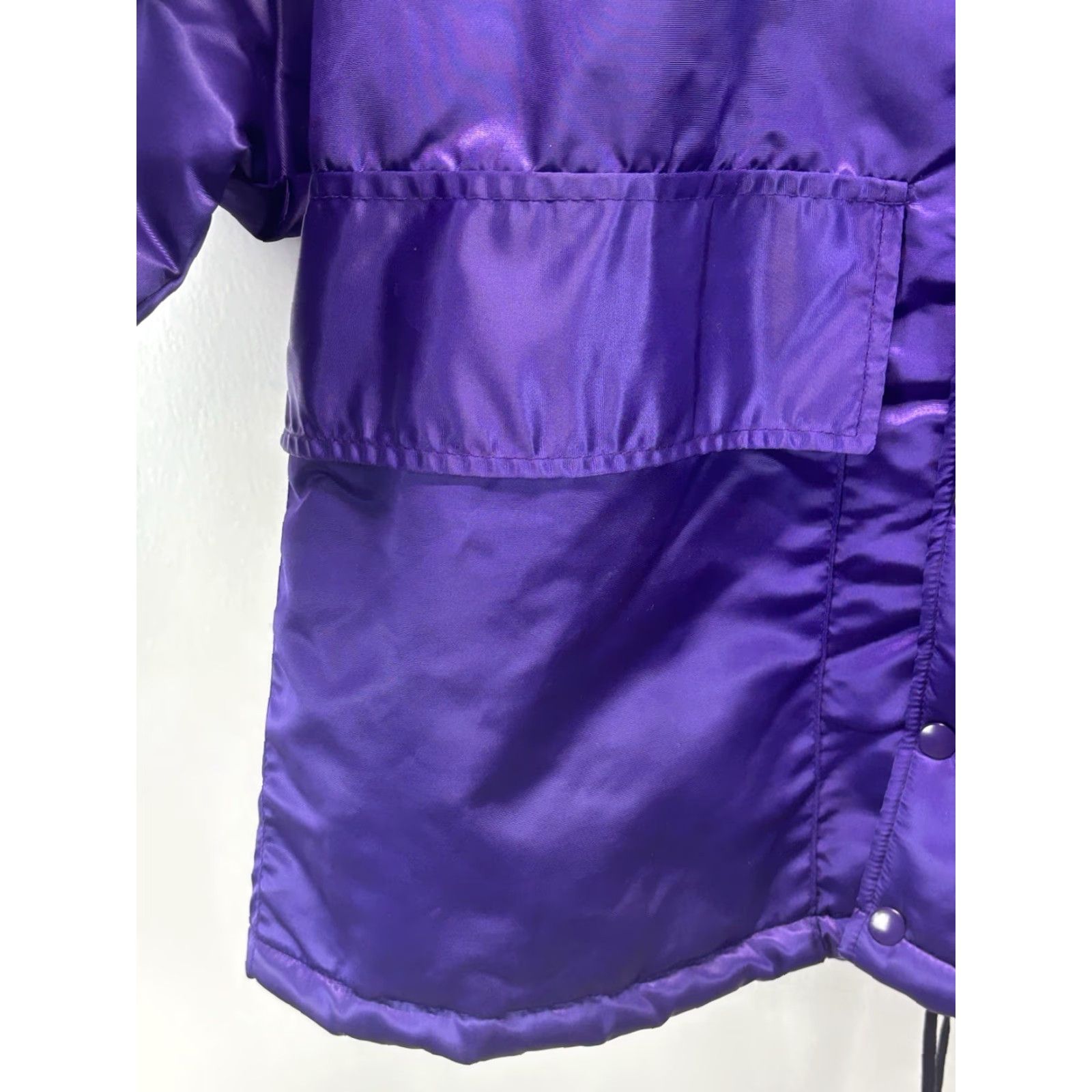 CO VINTAGE Powers Manufacturing Men’s Jacket 42 Regular Purple Solid Fuzzy Lining 1970s Casual Snap Front Size US XS / EU 42 / 0 - 4 Thumbnail