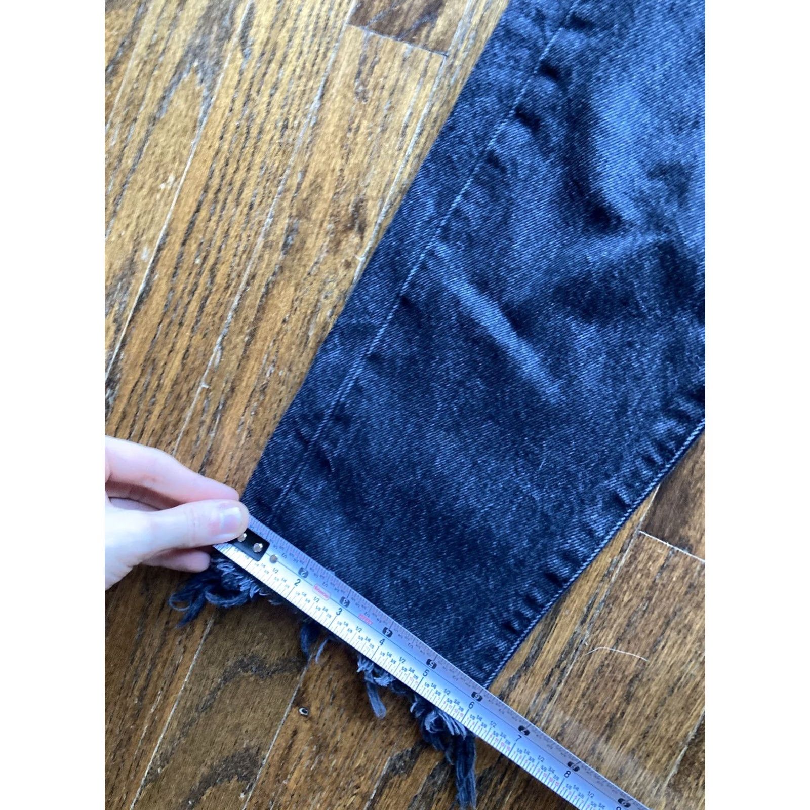 MOUSSY VINTAGE Moussy Jeans Womens Size 29 Black Raw Hem Tapered Buttonfly Distressed Japan 28in Inseam Mens? Size 29" - 3 Thumbnail