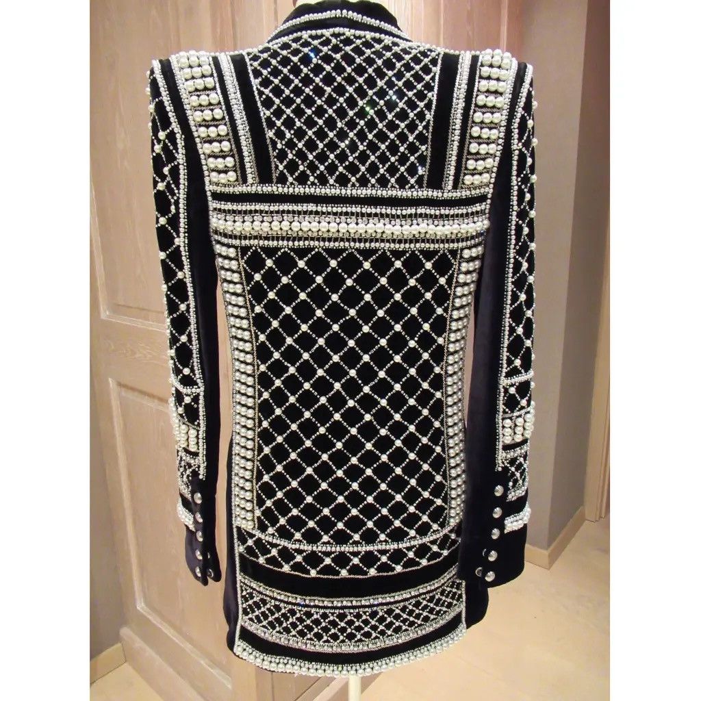Balmain Balmain Velvet Pearl Blazer Extremely Rare Size M / US 6-8 / IT 42-44 - 4 Thumbnail