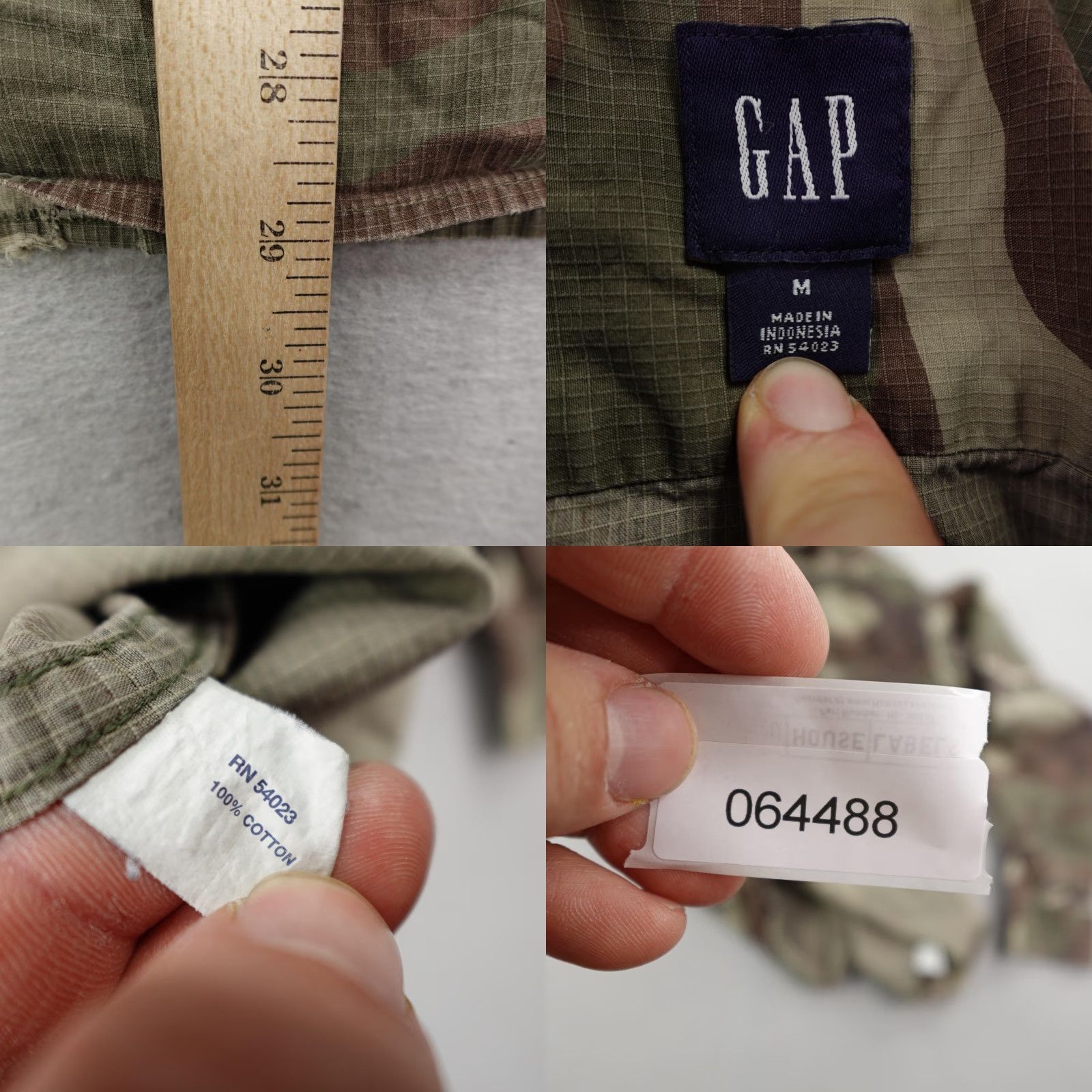 Gap VINTAGE Gap Shirt Mens Medium Green Camouflage Ripstop Hook Loop Military Field Outdoor Size US M / EU 48-50 / 2 - 8 Thumbnail