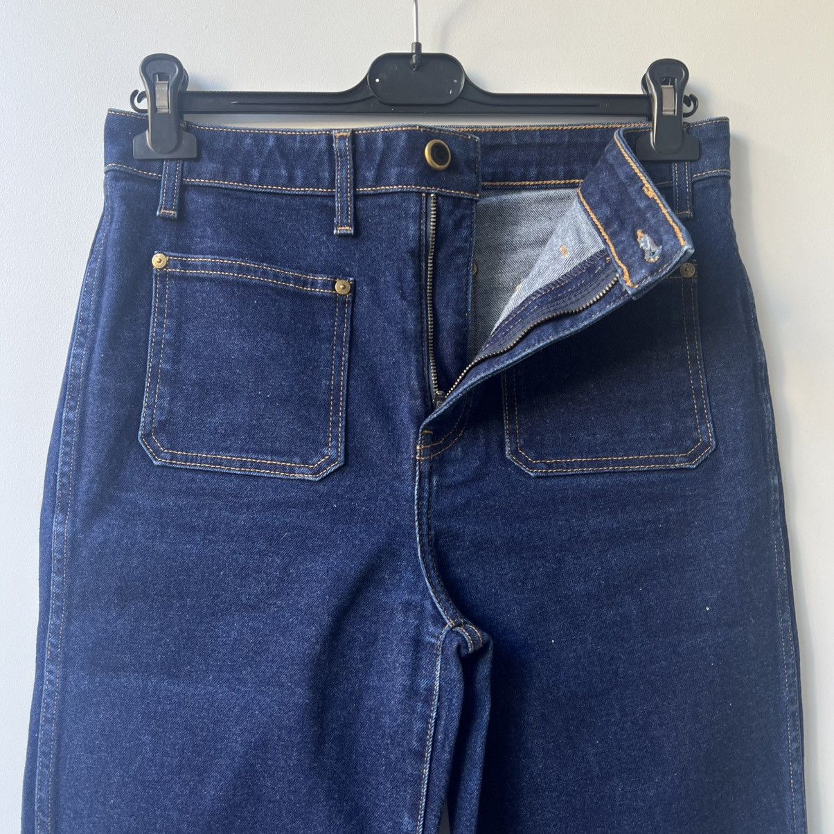KHAITE KHAITE Raquel Patch Pocket Crop Flare Jeans Size 31" - 6 Thumbnail