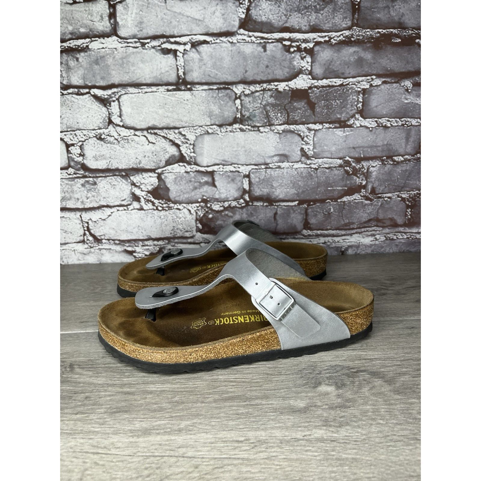 Birkenstock Birkenstock Gizeh Silver Birko Flor Leather Thong Sandals Wo Size US 8 / IT 38 - 17 Thumbnail