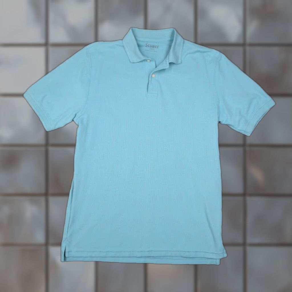 Vintage Stauer Men's Polo Shirt Large Blue Short Sleeve Cotton Casual Golf 90s Logo Embroidered Size US L / EU 52-54 / 3 - 1 Thumbnail