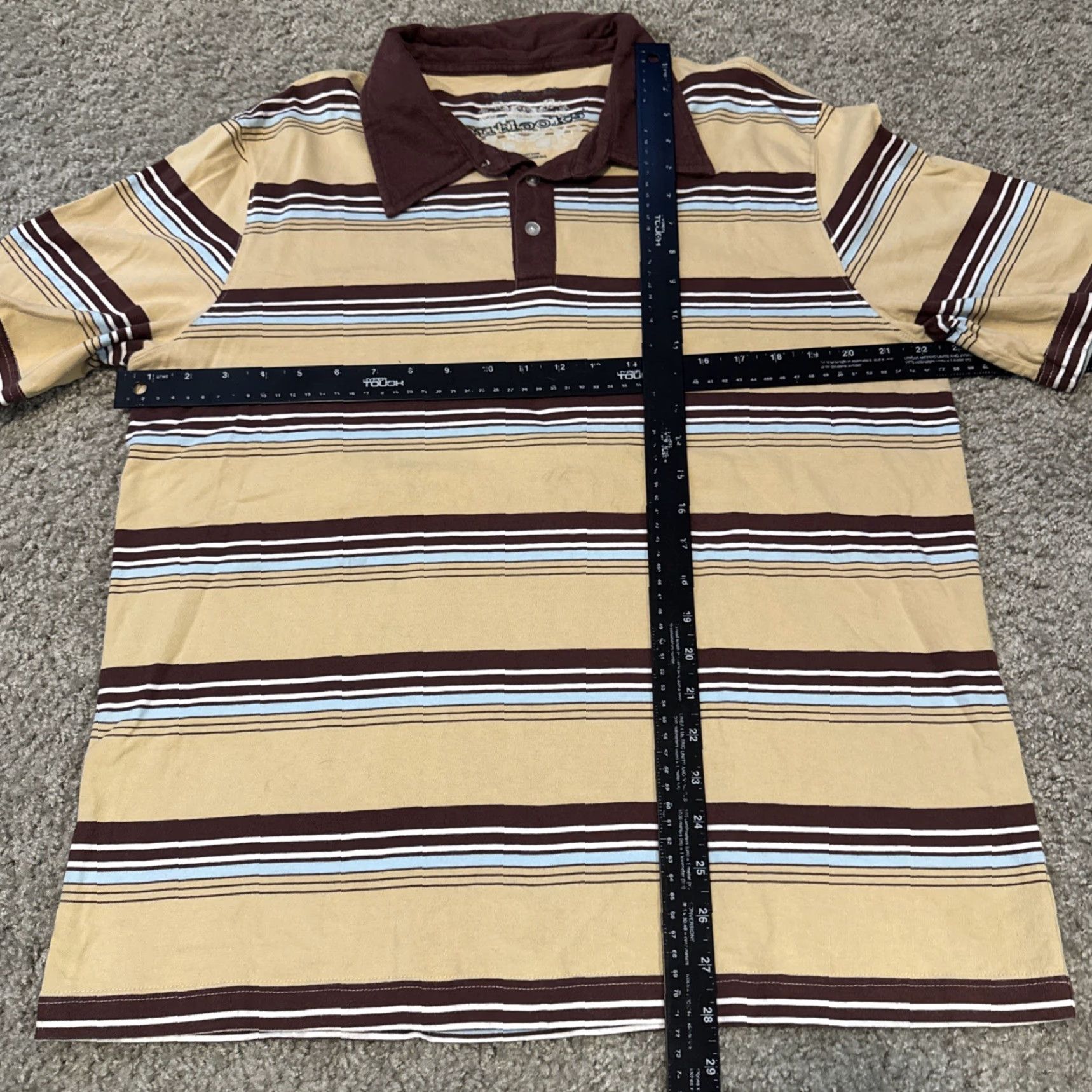 Vintage VINTAGE Outlooks Polo Shirt Mens M Brown Blue Stripe Collared Shirt Size US M / EU 48-50 / 2 - 4 Thumbnail