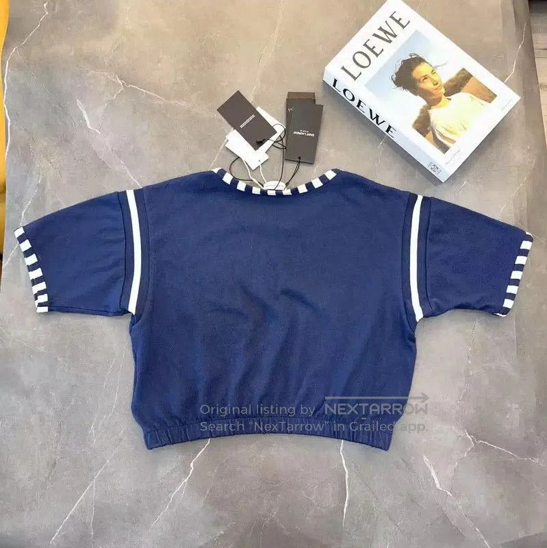 Yves Saint Laurent YSL Summer Deep Blue Cotton Tee . Size L / US 10 / IT 46 - 2 Thumbnail