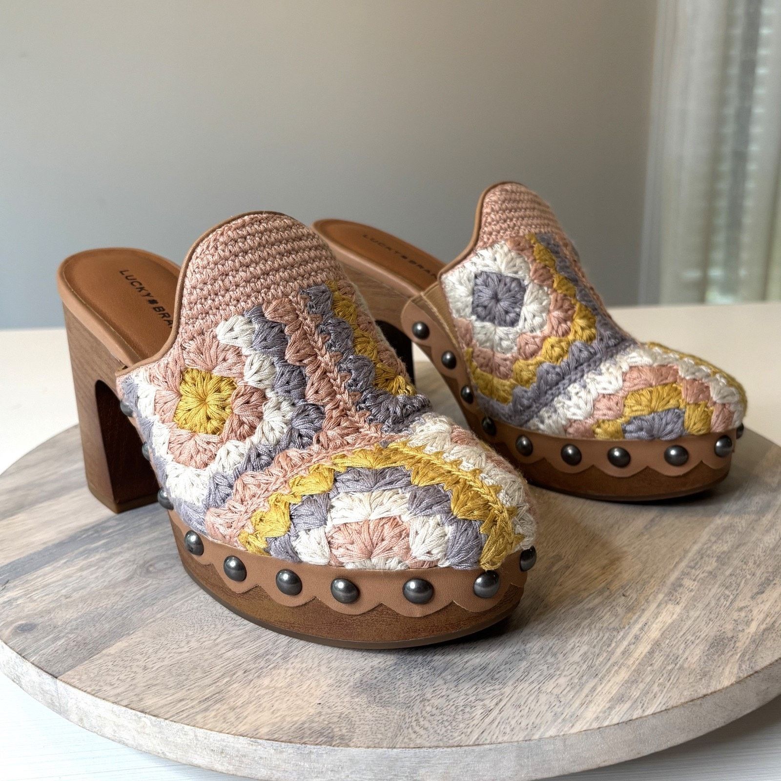 Lucky Brand Lucky Brand Immia Crochet Clogs Boho Retro Studded Size 8 Size US 8 / IT 38 - 1 Thumbnail
