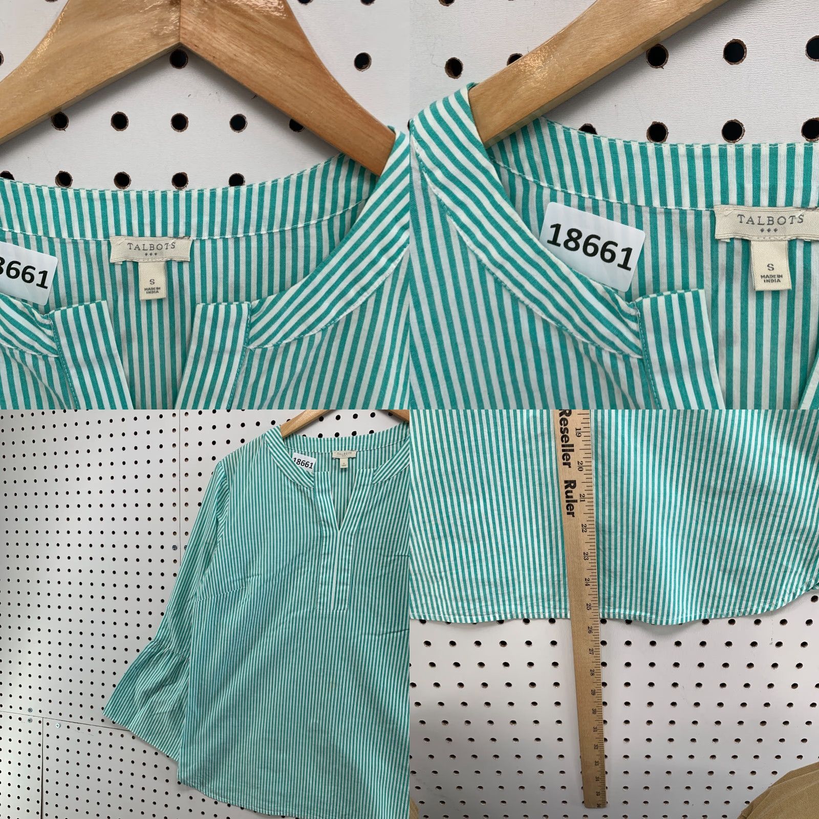 Talbots Talbots Womens Tunic Shirt Striped Bell Sleeve White Green Small Size S Adult Women Size S / US 4 / IT 40 - 8 Thumbnail