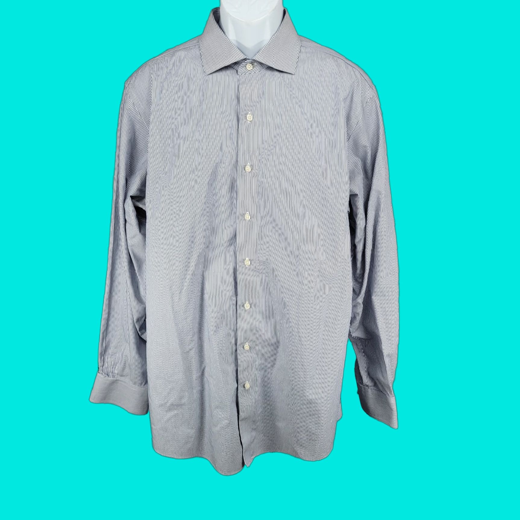 Brooks Brothers Brooks Brothers Blue White Regent Cotton Long Sleeve Button Up Shirt 17-6/7 Size US XL / EU 56 / 4 - 1 Thumbnail