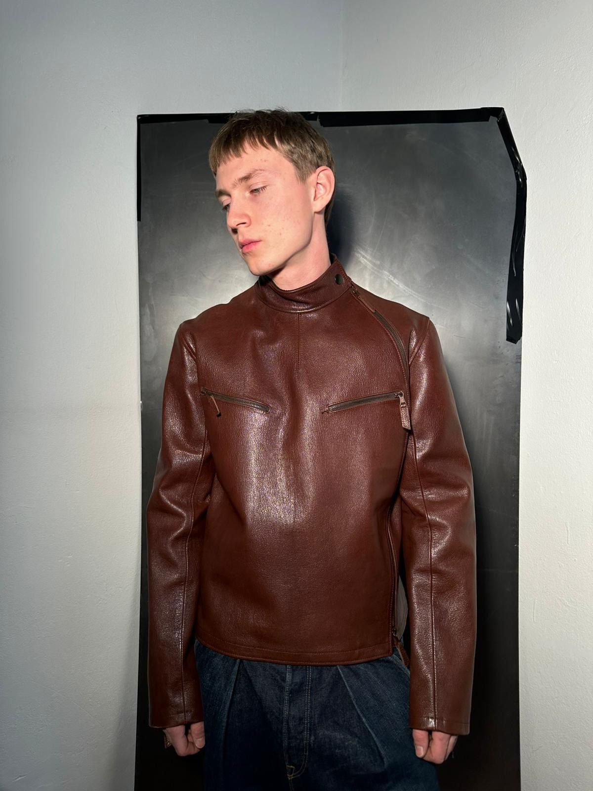 Jean Paul Gaultier Jean Paul Gaultier Homme Brown Leather Moto Jacket (2002) Size US L / EU 52-54 / 3 - 10 Thumbnail