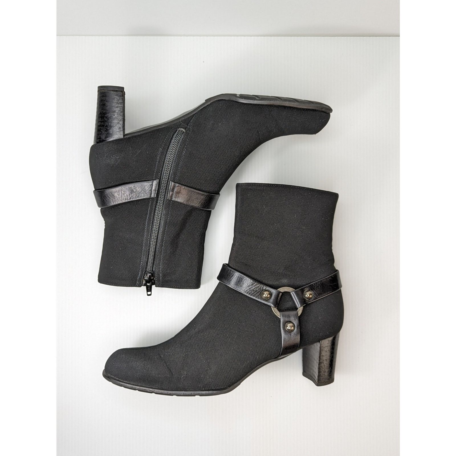 Stuart Weitzman Chelsea black heeled ankle buckle boots moto sz 7 Size US 7 / IT 37 - 3 Thumbnail