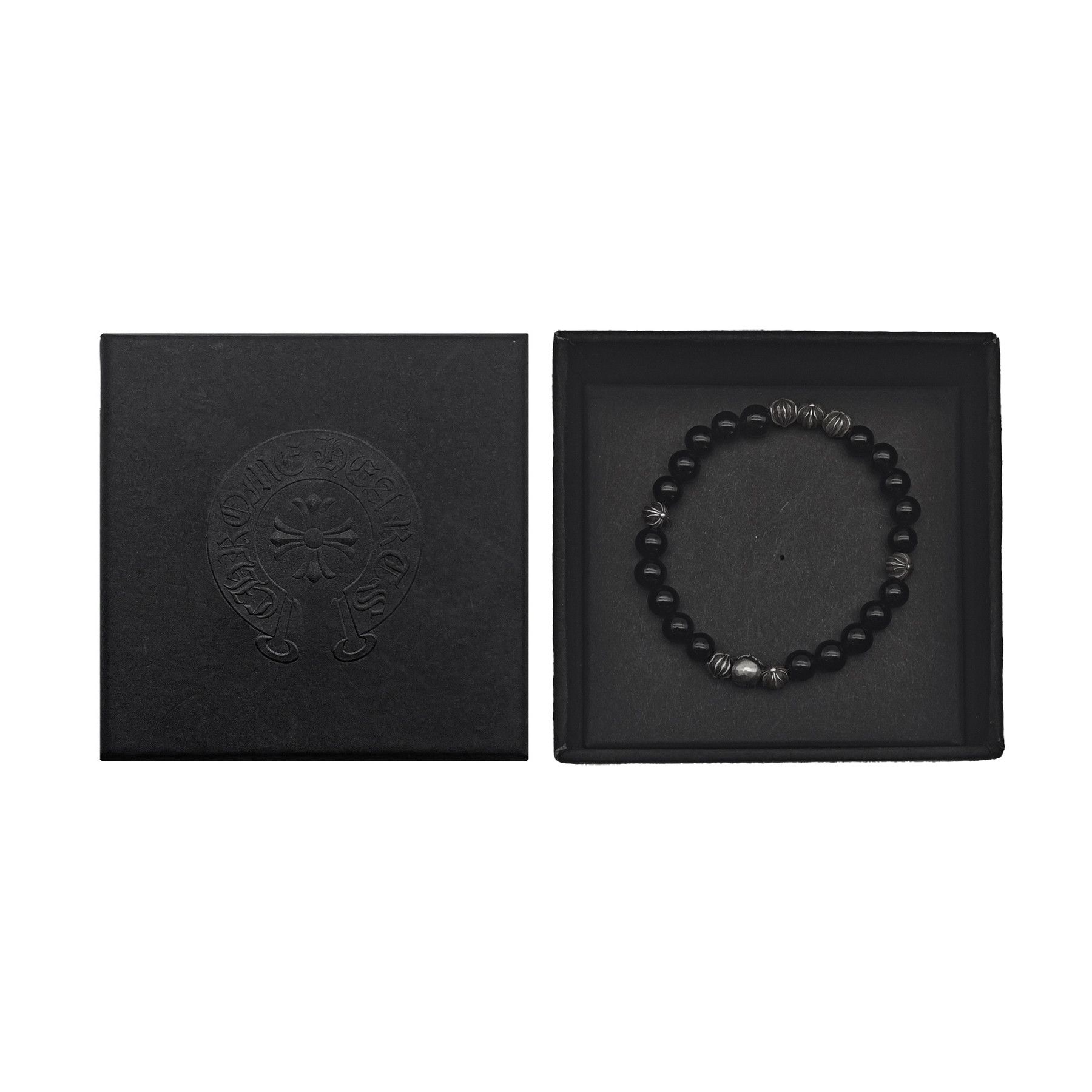 Chrome Hearts Chrome Hearts 6mm Obsidian Eight Silver Beads Cross Bracelet Size ONE SIZE - 4 Thumbnail