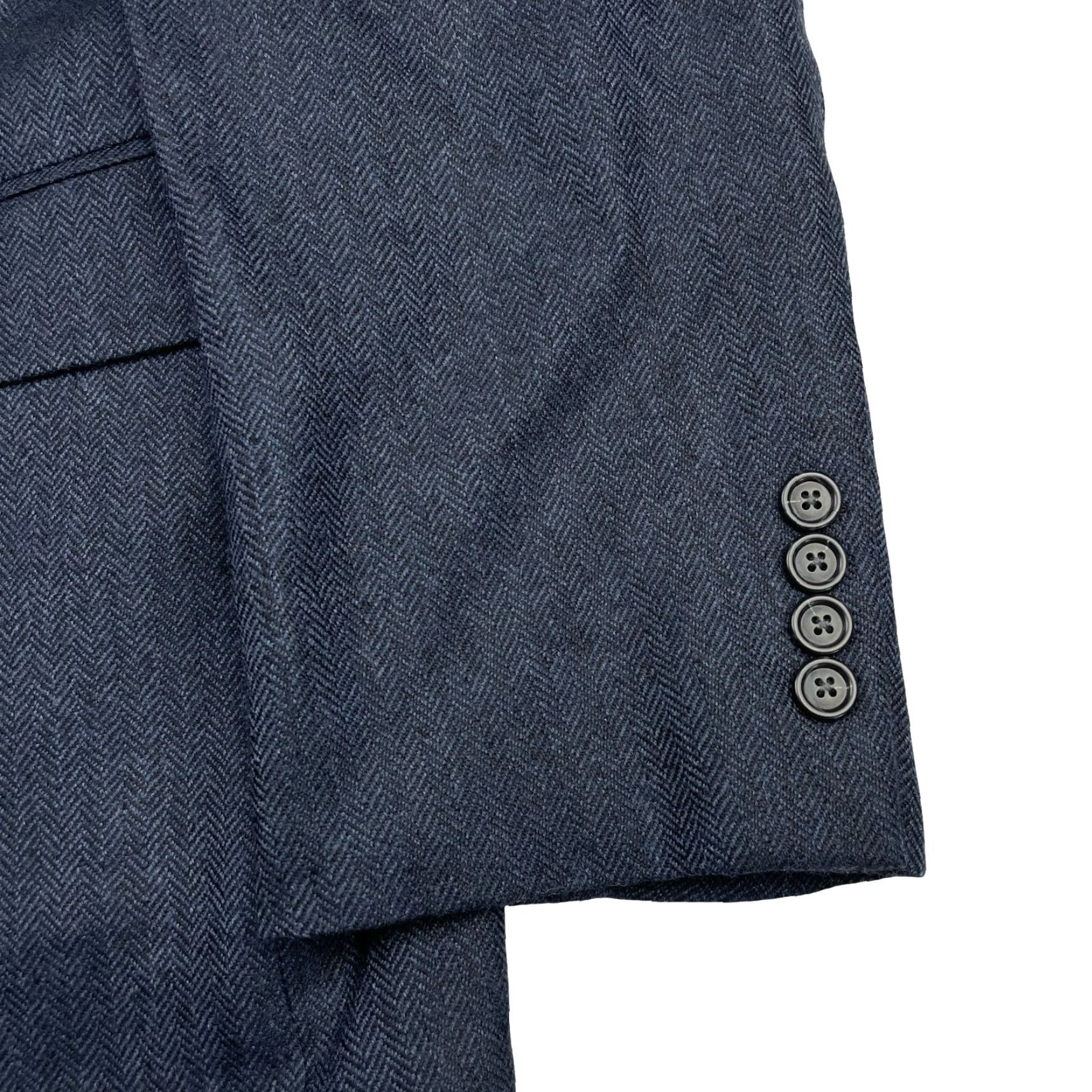 Jos. A. Bank Jos A Bank Men’s Blazer Navy Blue Herringbone 100% Wool 2-Button 48R Jacket Coat Regular Mens Size 48R - 4 Thumbnail