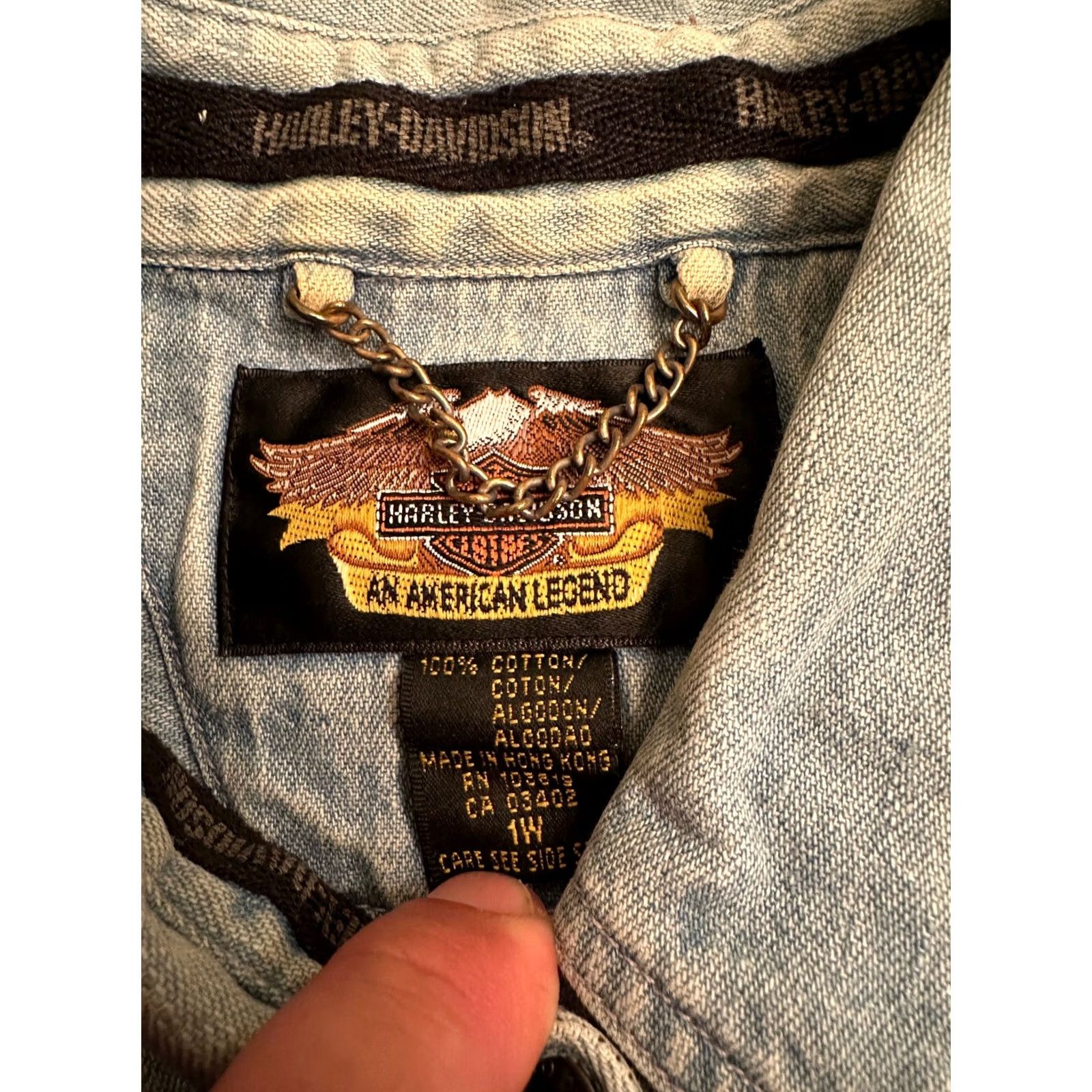 Harley Davidson VINTAGE Harley-Davidson Short Sleeve Button-Up Shirt Denim Blue Women's Sz 1W Size XS / US 0-2 / IT 36-38 - 4 Thumbnail