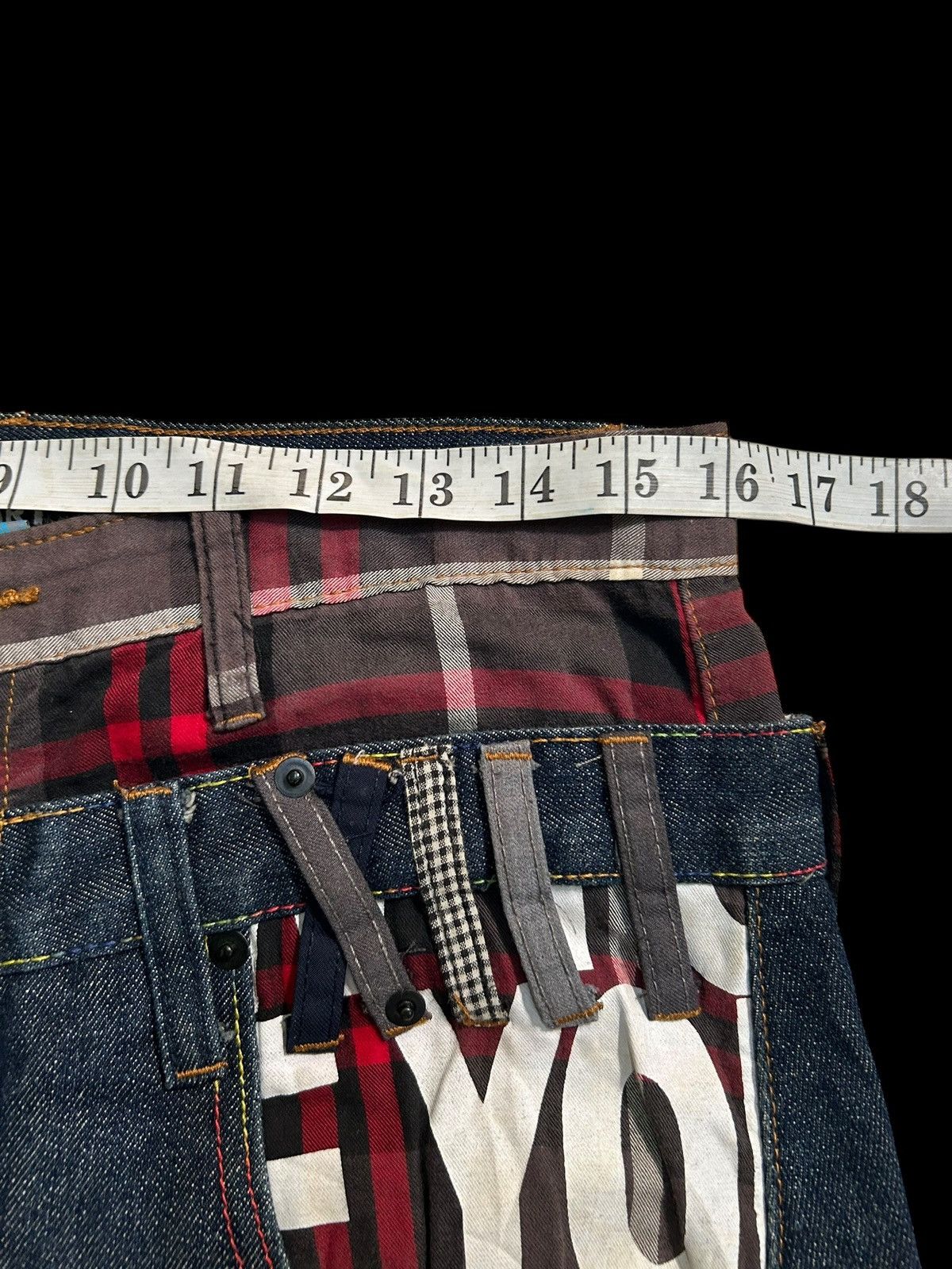 Japanese Brand × Kapital × Vintage DOUBLE WAIST JAPANESE PUNK GRUNGE STYLE DENIM JEANS Size US 32 / EU 48 - 12 Thumbnail