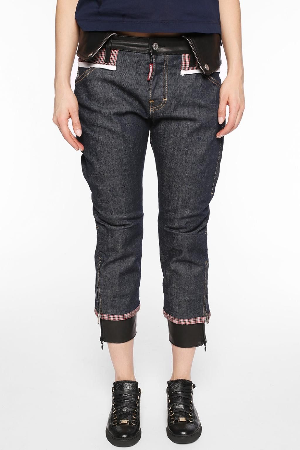 Dsquared2 DSQUARED2 컬렉션피스 LEATHER INSERTS JEANS Size 28" / US 6 / IT 42 - 1 Thumbnail