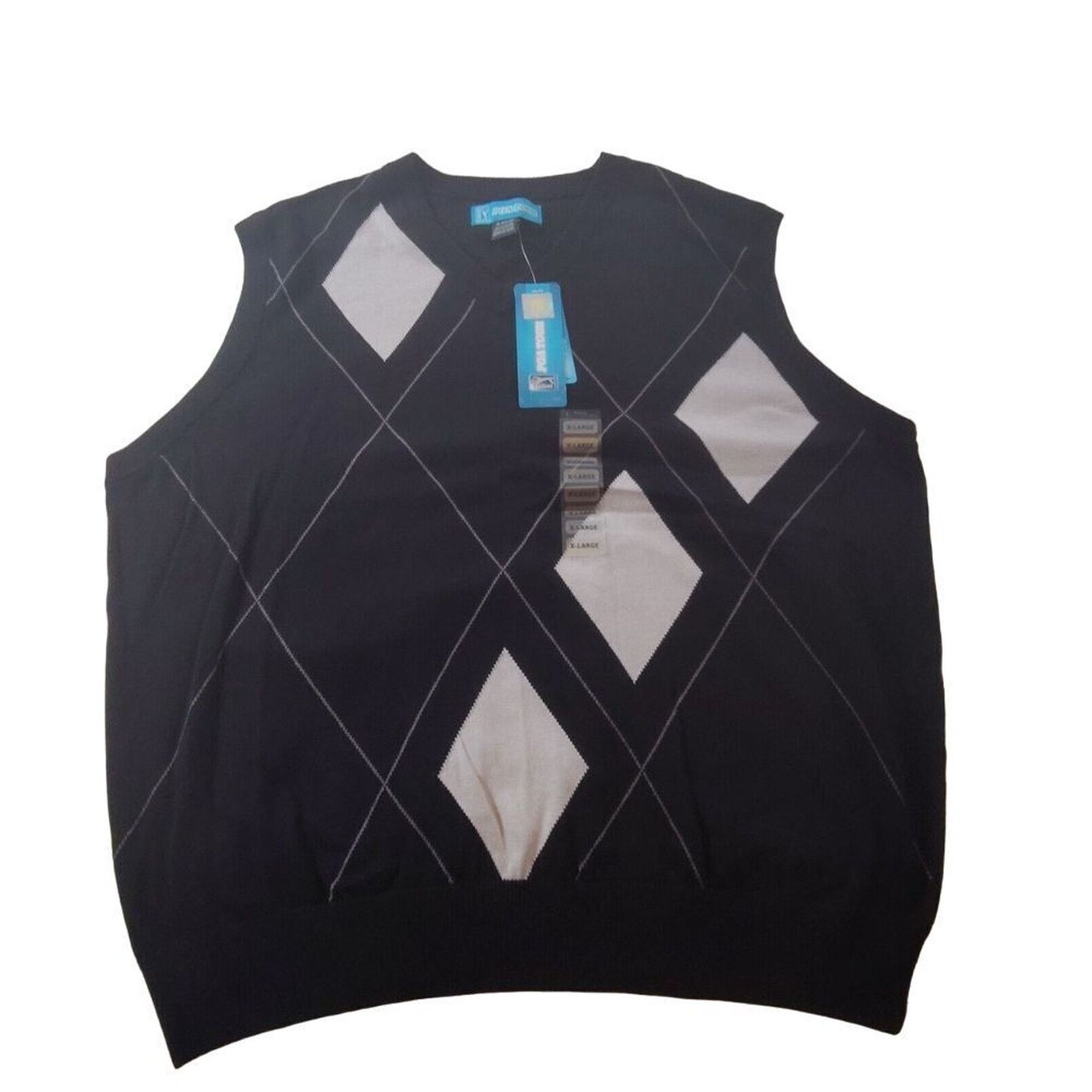 PGA Tour PGA TOUR V Neck Argyle Sweater Vest Black Gray X Large NWT Size US XL / EU 56 / 4 - 10 Thumbnail