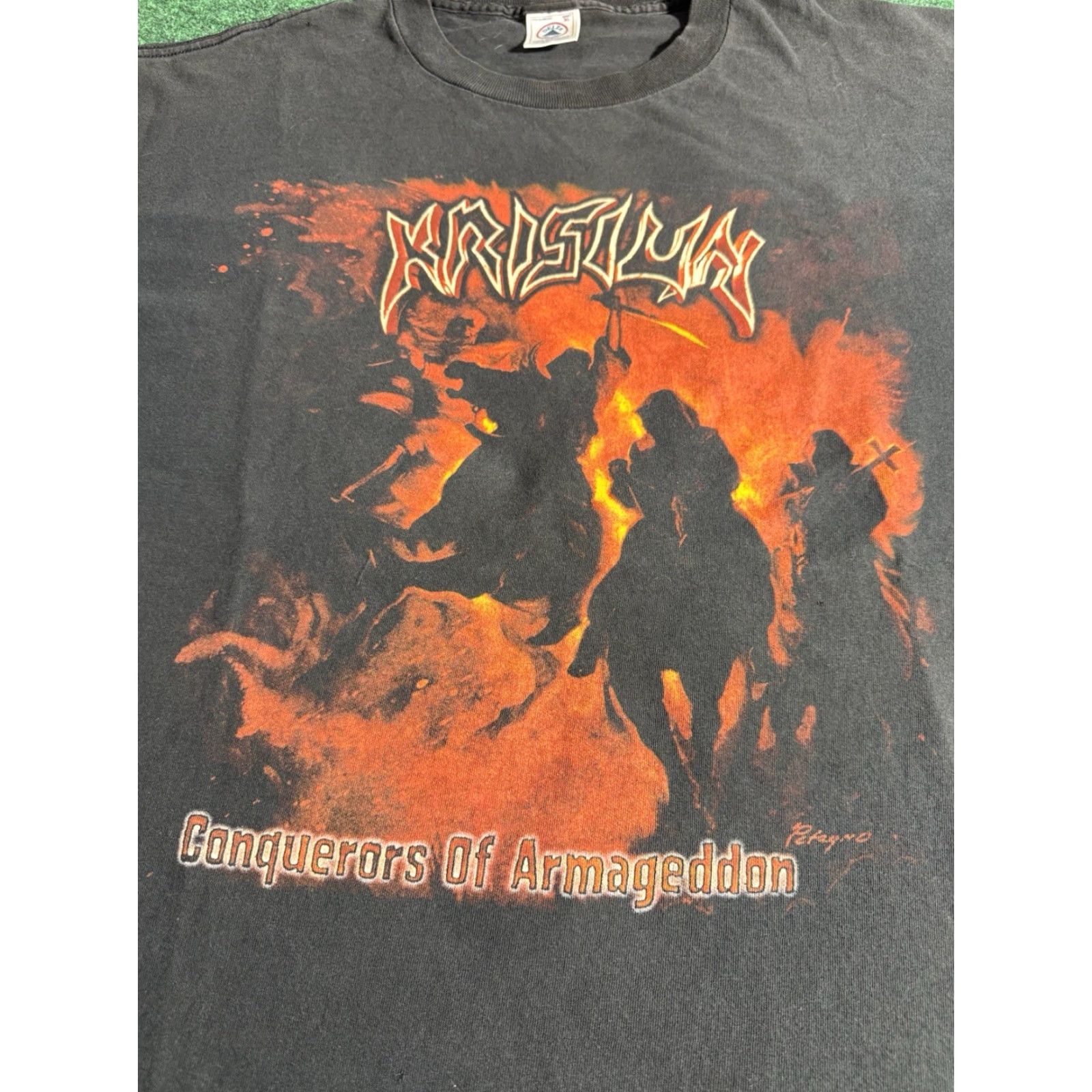 Delta VINTAGE Krisium Conquerors of Armageddon T-Shirt XL Black Death Metal Band Graphic Tee Mens Size US XL / EU 56 / 4 - 4 Thumbnail