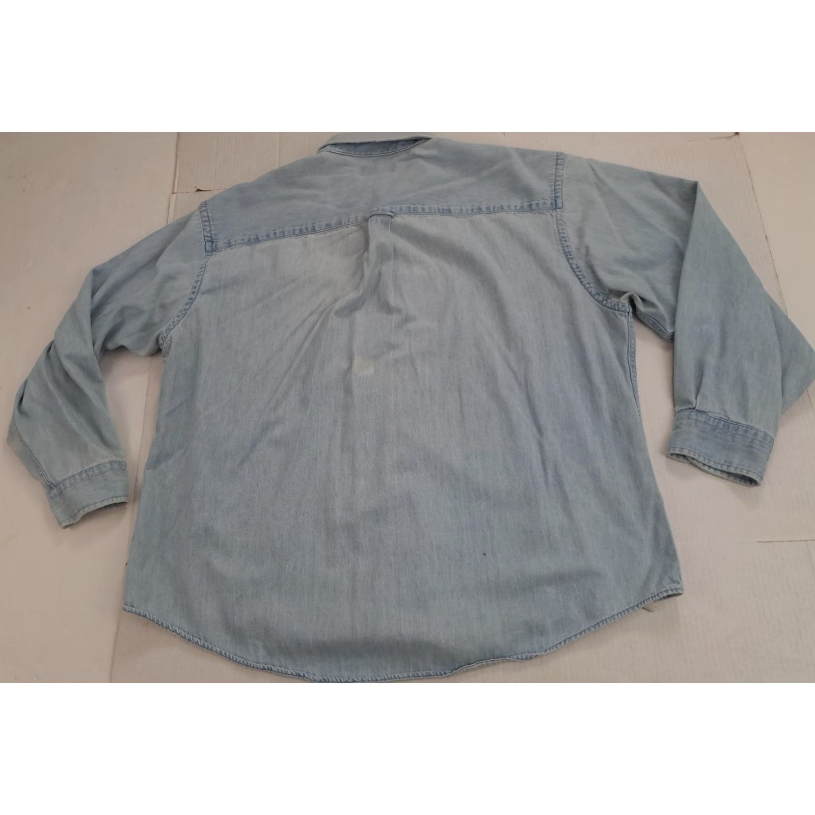 Lands' End VINTAGE Lands' End Denim Blue Jean Shirt XXL Button-Up Unisex Adults Regular Collar Down Size US XXL / EU 58 / 5 - 6 Thumbnail