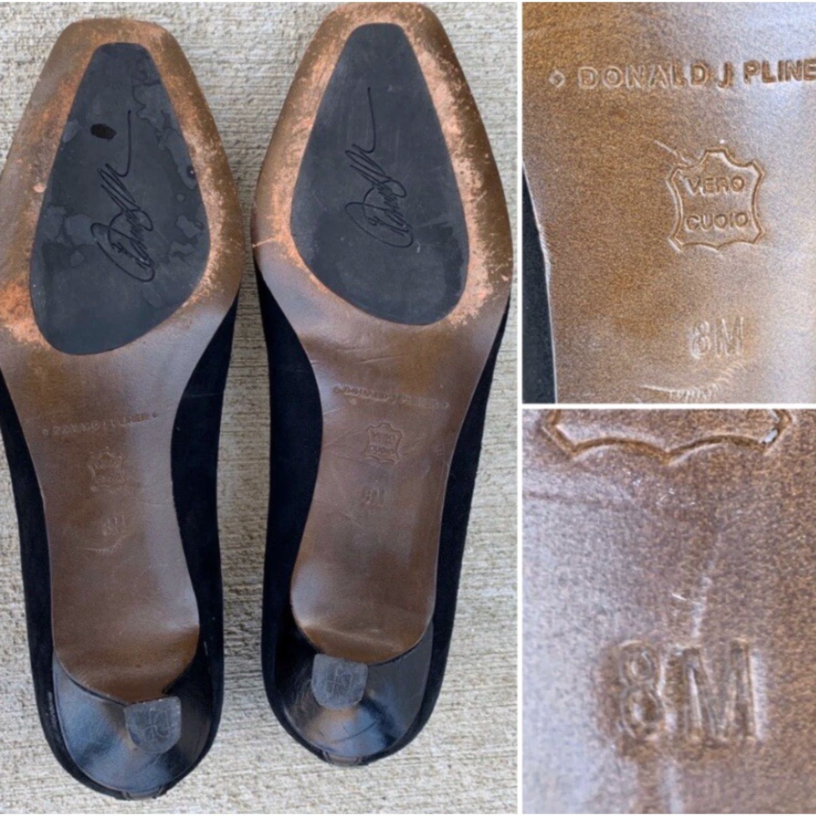 Donald Pliner VINTAGE Donald J Pliner pumps heels black suede & leather size 8 M Size US 8 / IT 38 - 7 Thumbnail