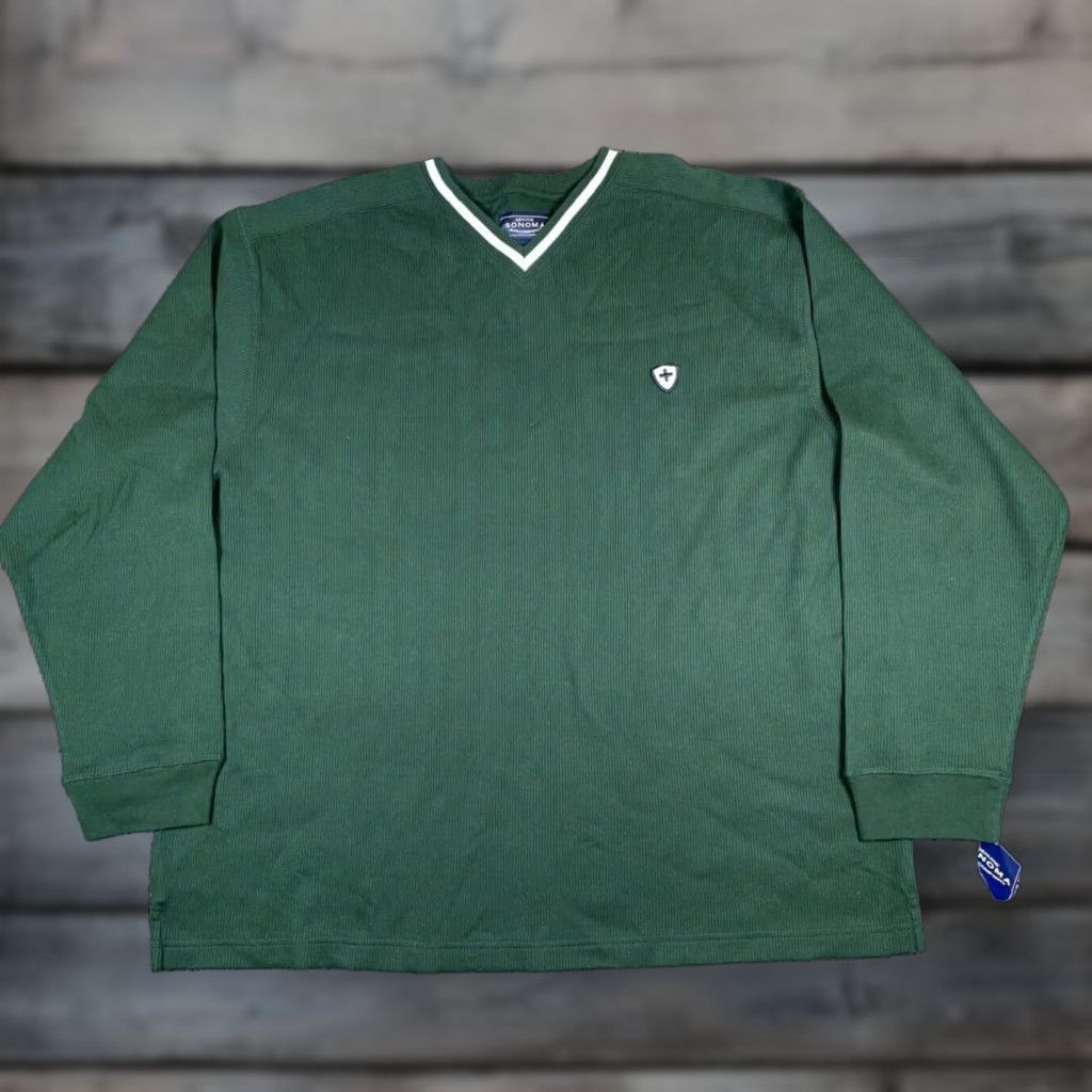 Vintage Vintage Sonoma Men's 2XL Green Cotton Knit Pullover Sweater 90s Tennis Preppy Heavyweight Size US XXL / EU 58 / 5 - 1 Thumbnail