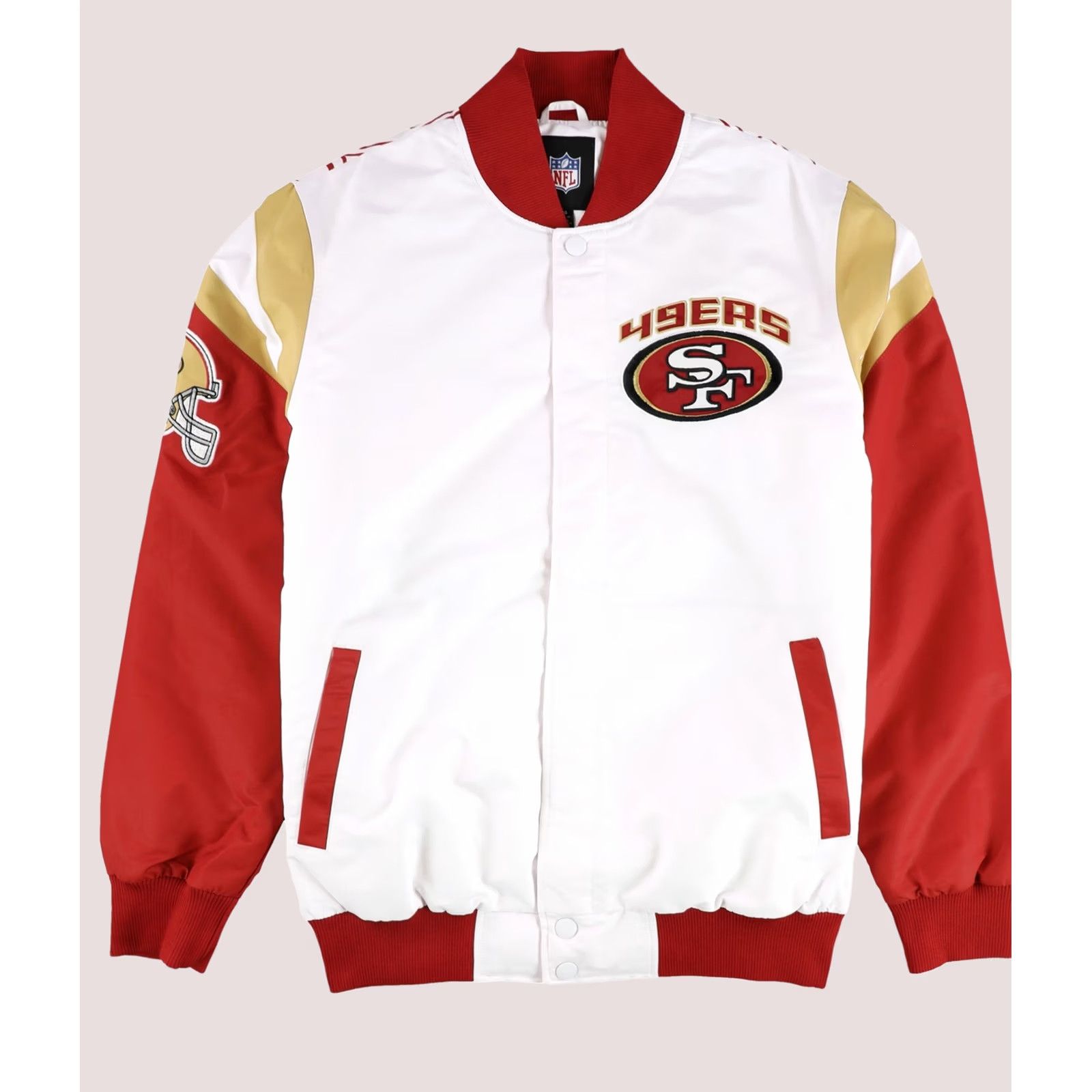 G-III G-III Sports Mens San Francisco 49ERS Varsity Jacket Large White Size US L / EU 52-54 / 3 - 1 Thumbnail