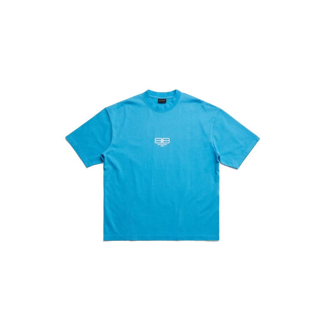 image of Balenciaga O1W1Db10524 Bb Paris Icon Medium Fit T-Shirt In Blue, Men's