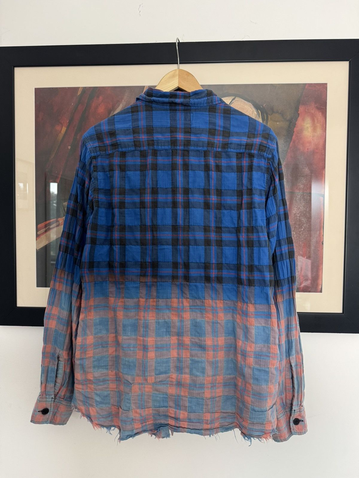 Saint Laurent Paris SS16 Raw Hem Gradient Bleached Flannel