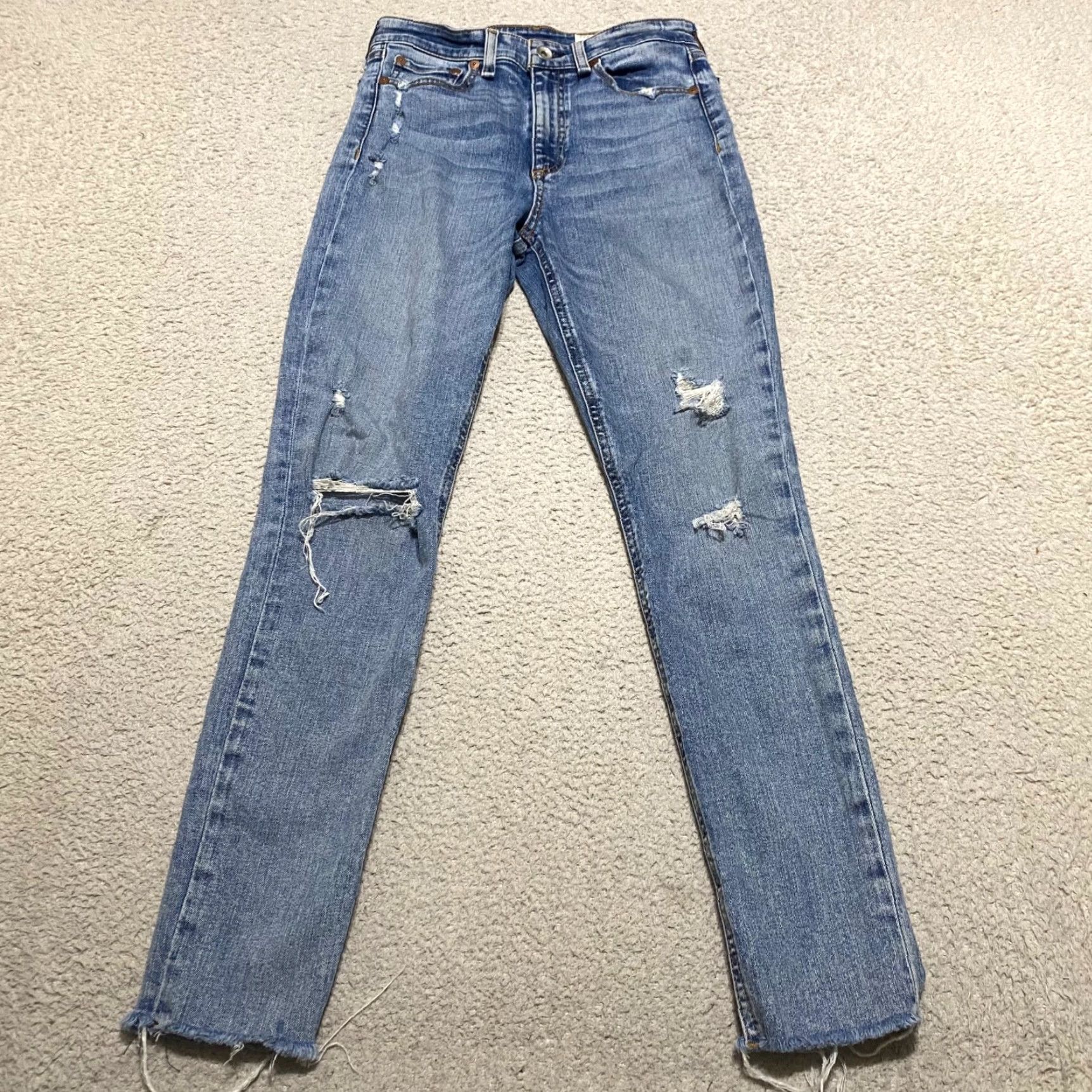 Rag & Bone rag & bone Jeans Womens Medium Blue Denim High Rise Skinny Distressed 26 Regular Size Size 26" / US 2 / IT 38 - 2 Thumbnail