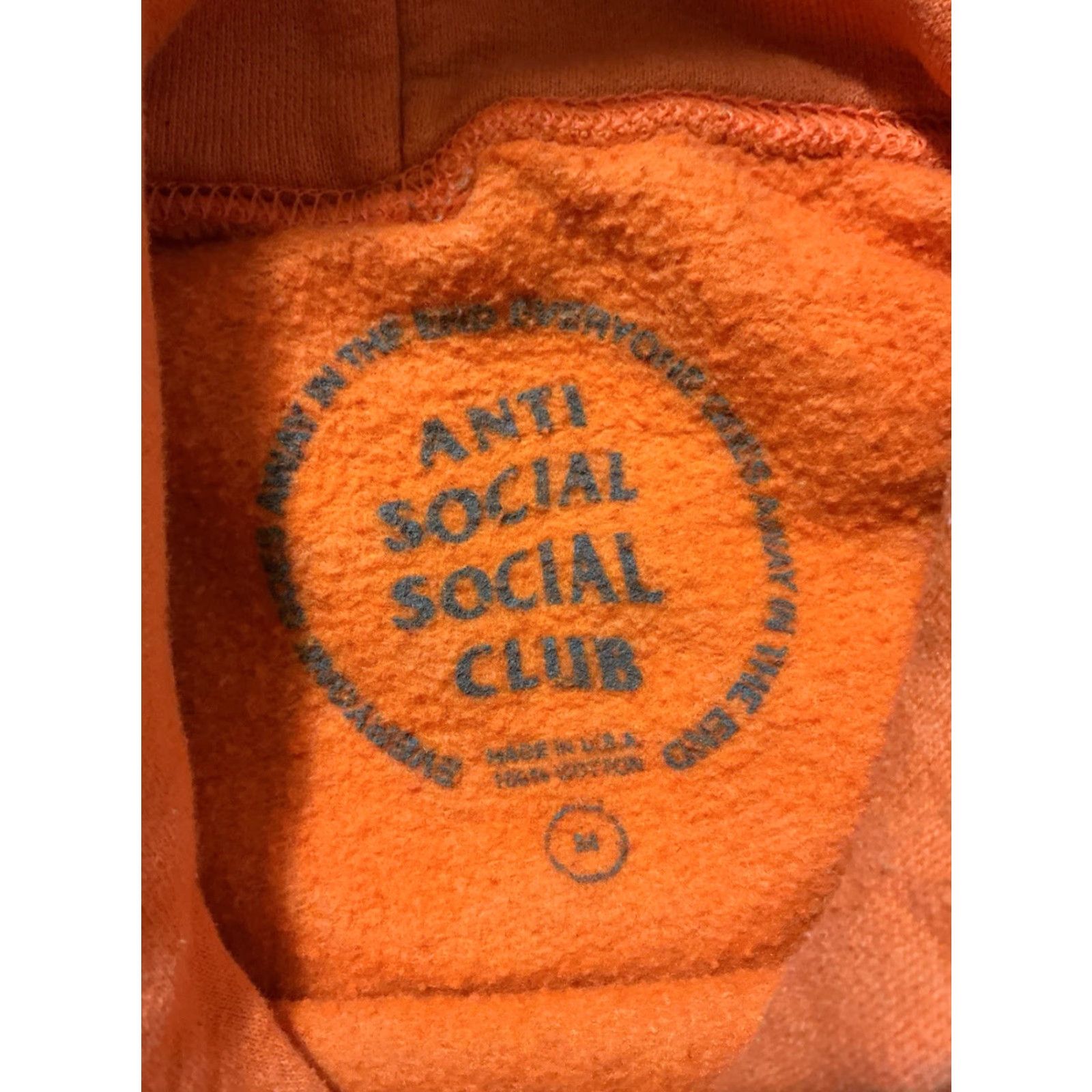 Anti Social Social Club **ANTI SOCIAL SOCIAL CLUB MEN'S ORANGE MEDIUM HOODIE** User: New title: **ANTI SOCIAL SOCIAL CLUB MEN'S ORANGE FLEECE HOODIE MEDIUM** Size US M / EU 48-50 / 2 - 5 Thumbnail