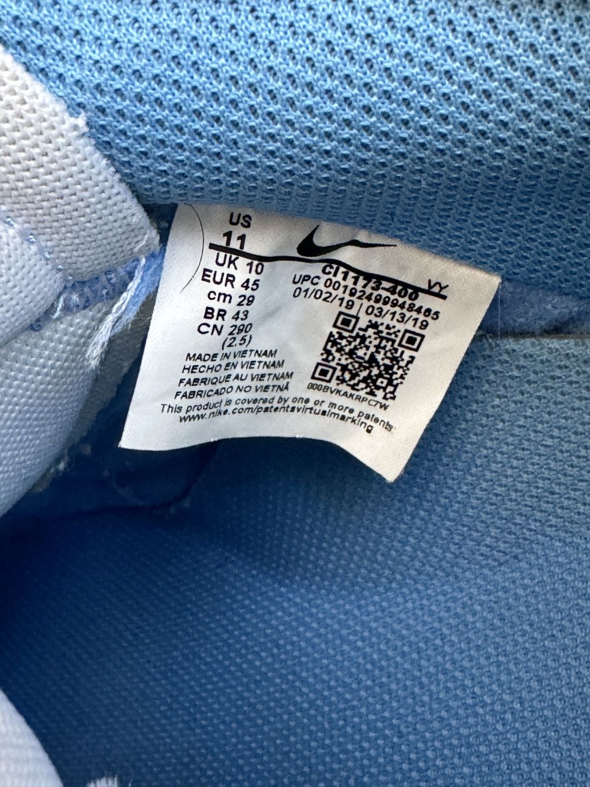 Nike × Off-White × Virgil Abloh Nike Air Force 1 Off White MCA University Blue Size US 11 / EU 44 - 10 Thumbnail