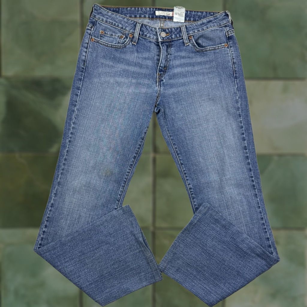 Levi's VINTAGE Levis 545 Low Bootcut Jeans Womens 30x31 Mid Rise Hipster Y2K Blue Denim Cotton Spandex Size 30" / US 8 / IT 44 - 1 Thumbnail