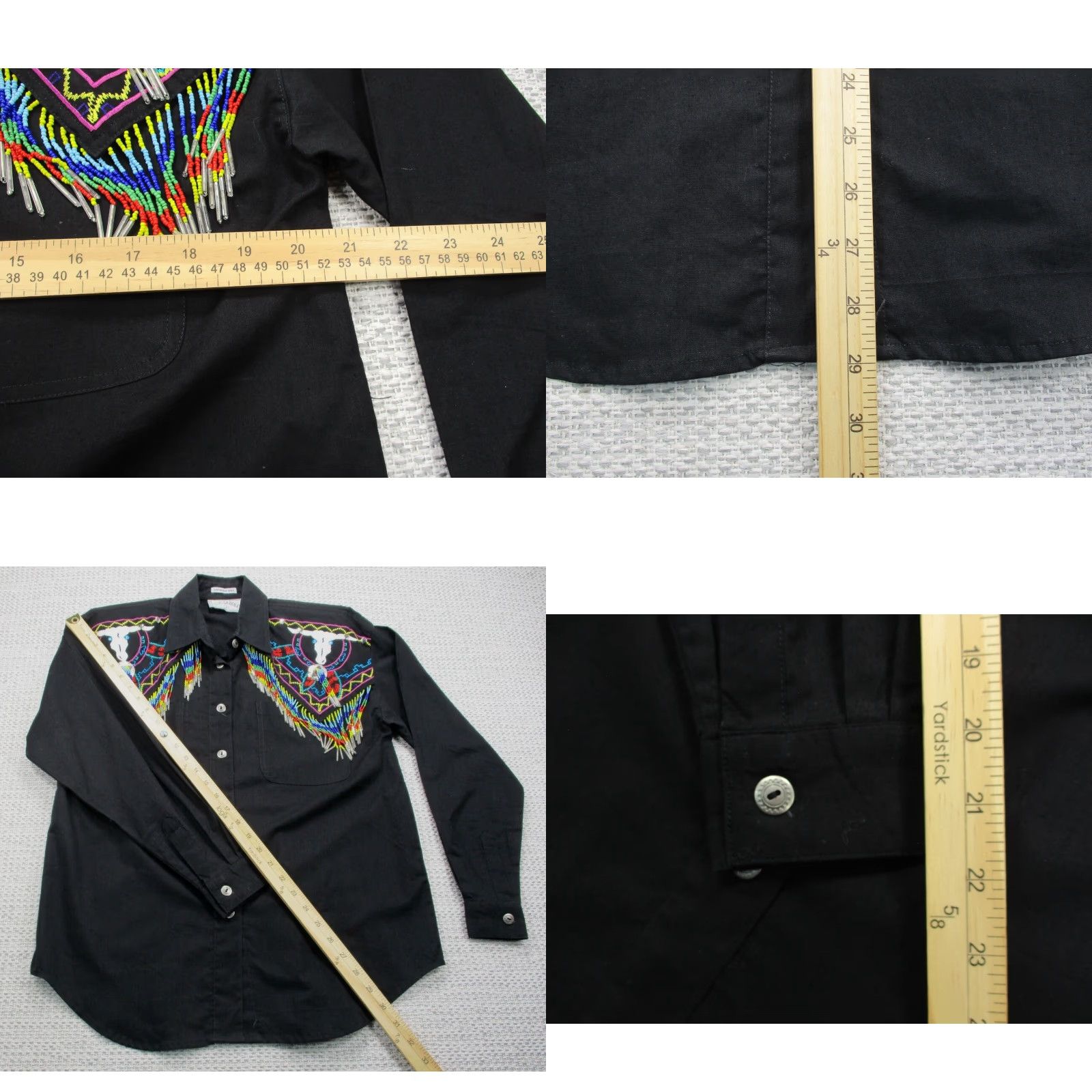 Vintage Side Saddle Vintage Shirt Womens Sz S Embroidered Beaded Western Button Up RARE Size S / US 4 / IT 40 - 8 Thumbnail