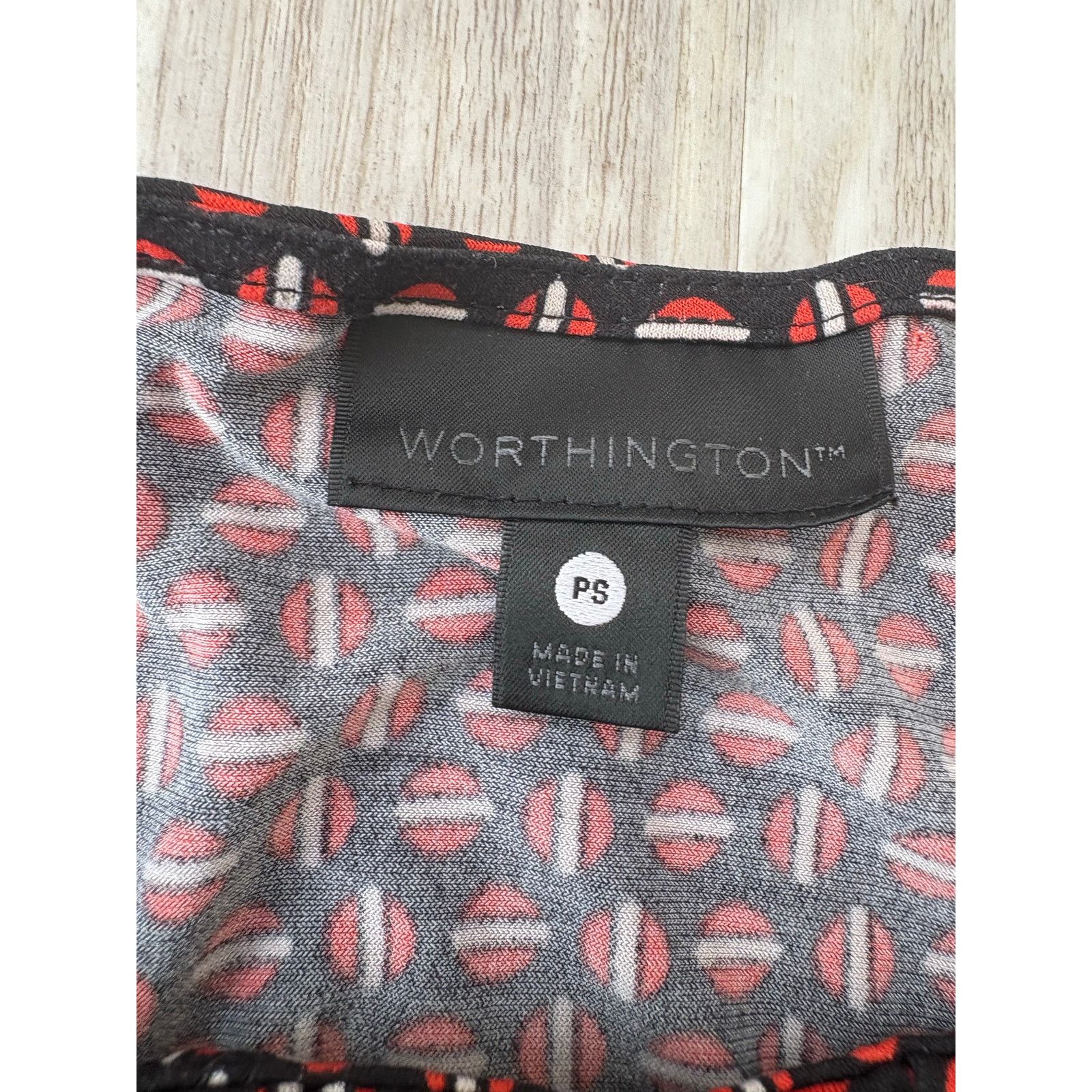 Worthington Worthington | Women's Geometric Print Short Sleeve Top | PS Size S / US 4 / IT 40 - 3 Thumbnail