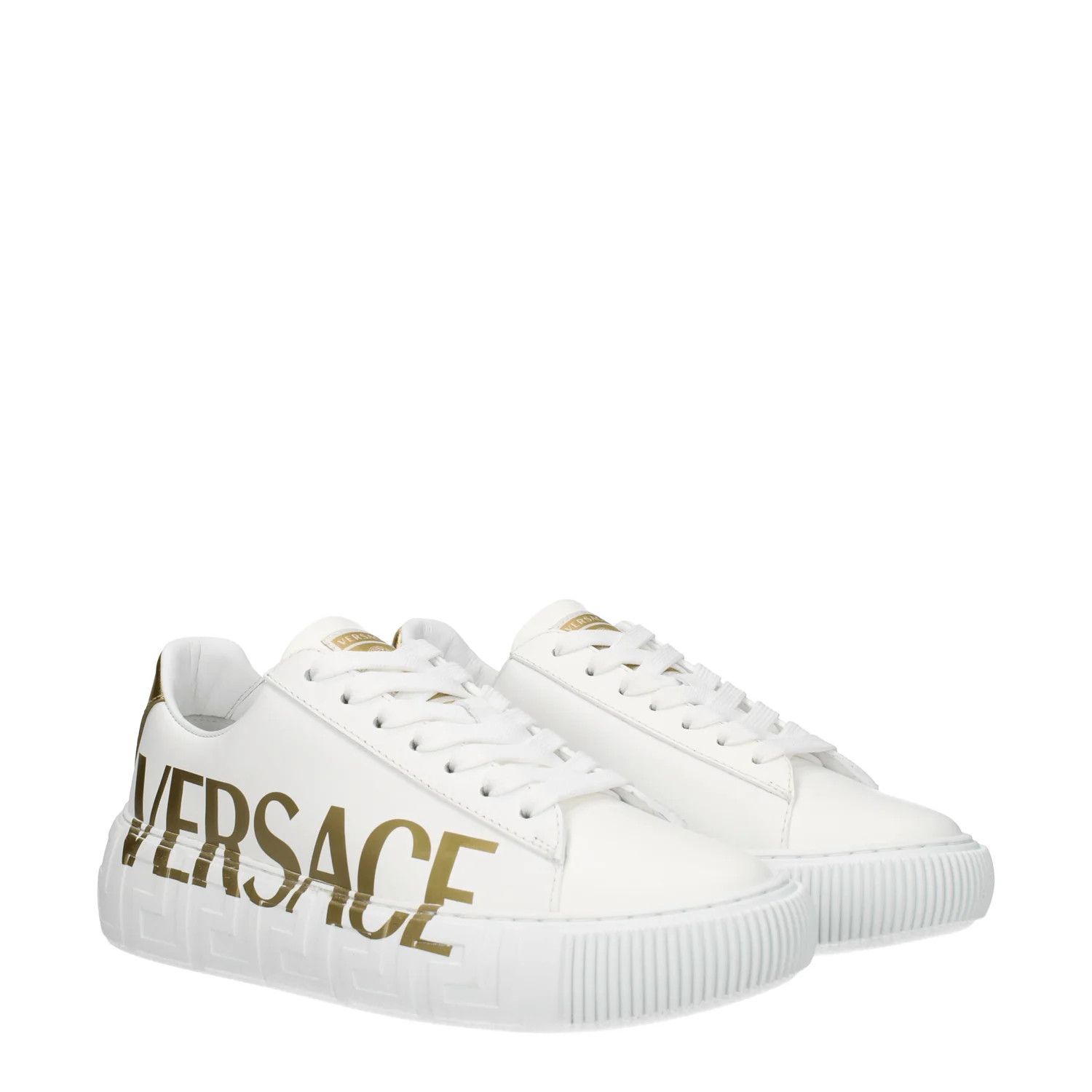 Versace ob1o1e0125 Leather Low-Top Sneakers in White Size US 5.5 / IT 35.5 - 2 Thumbnail