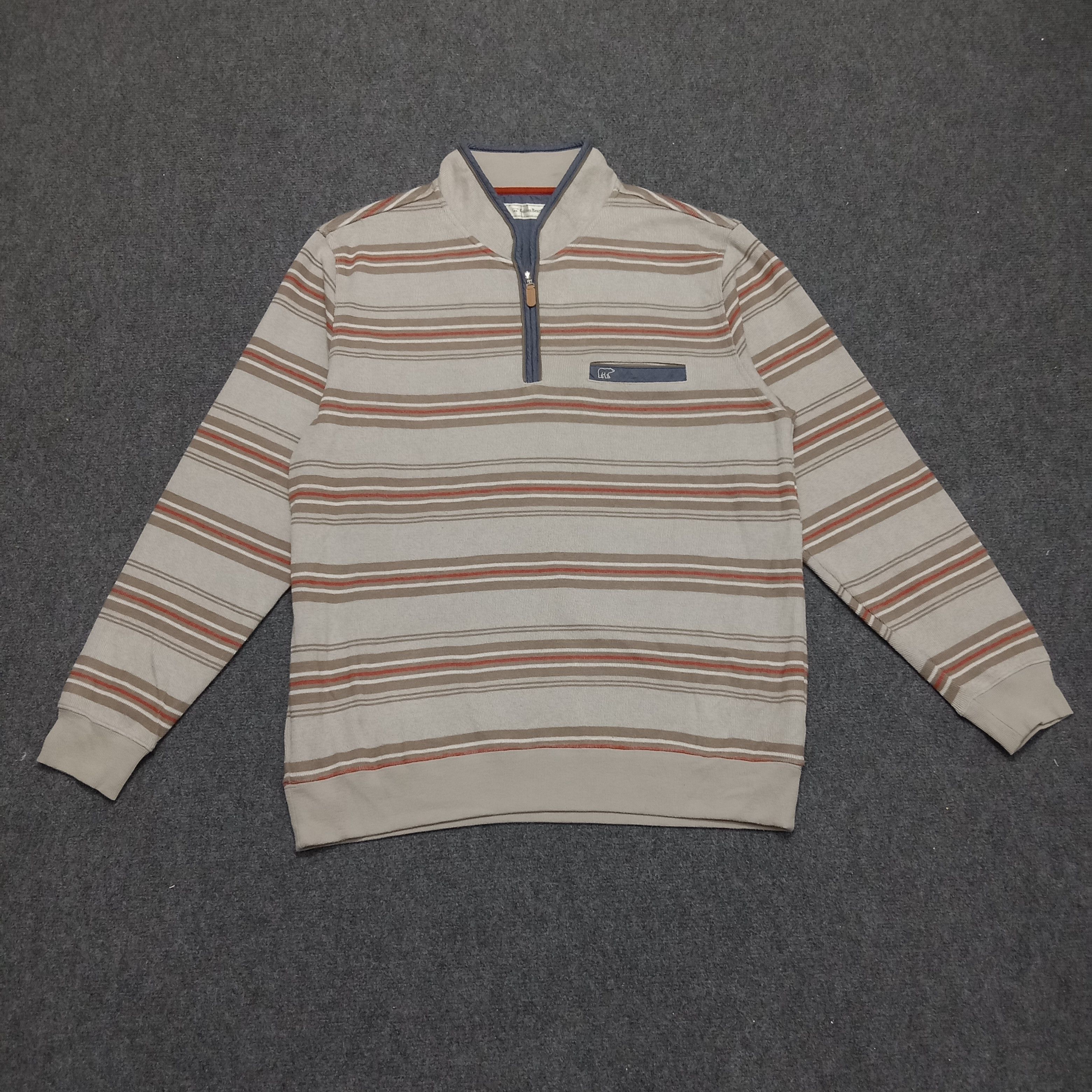 Golden Bear × Vintage Vintage 90’s GOLDEN BEAR Striped Half Zipped Sweatshirt Size US XL / EU 56 / 4 - 1 Thumbnail