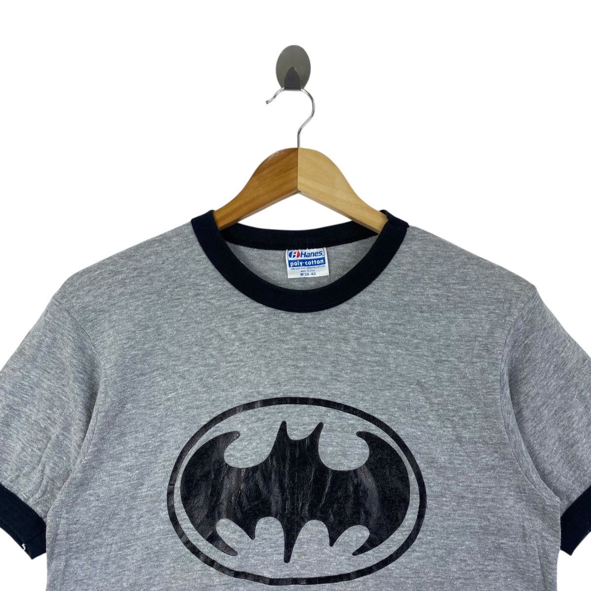 Hanes Vintage 80s BATMAN Ringer T Shirt Size M Size US M / EU 48-50 / 2 - 2 Thumbnail