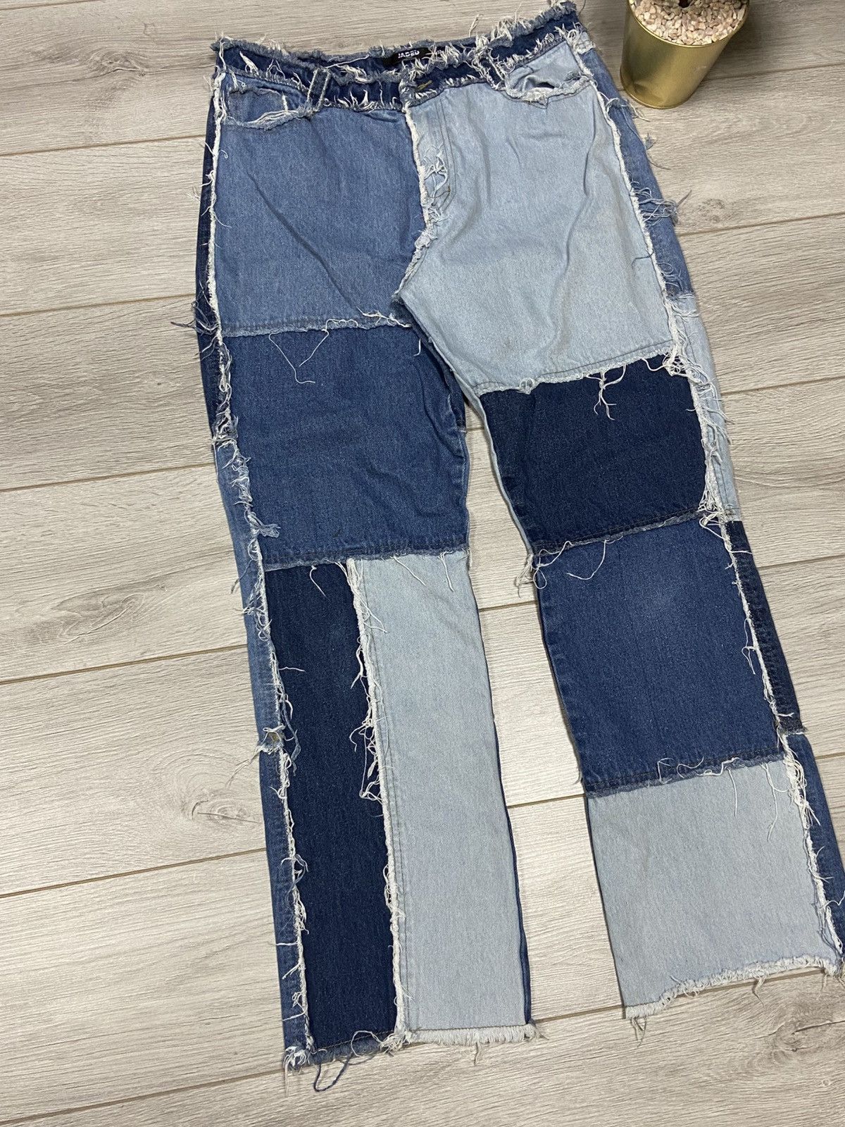 Jaded London Jaded London Gray Patchwork Flared Jeans Size US 32 / EU 48 - 3 Thumbnail