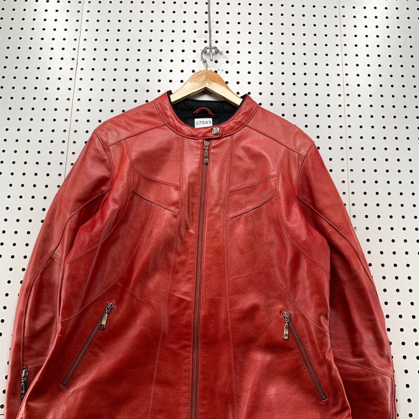 Shein Hein Gericke Leather Motorcycle Jacket Womens Size 14 Red Motorcycle Jacket Womens Size 14 Red Cafe Racer 22x26 Vintage: Yes Size XL / US 12-14 / IT 48-50 - 4 Thumbnail