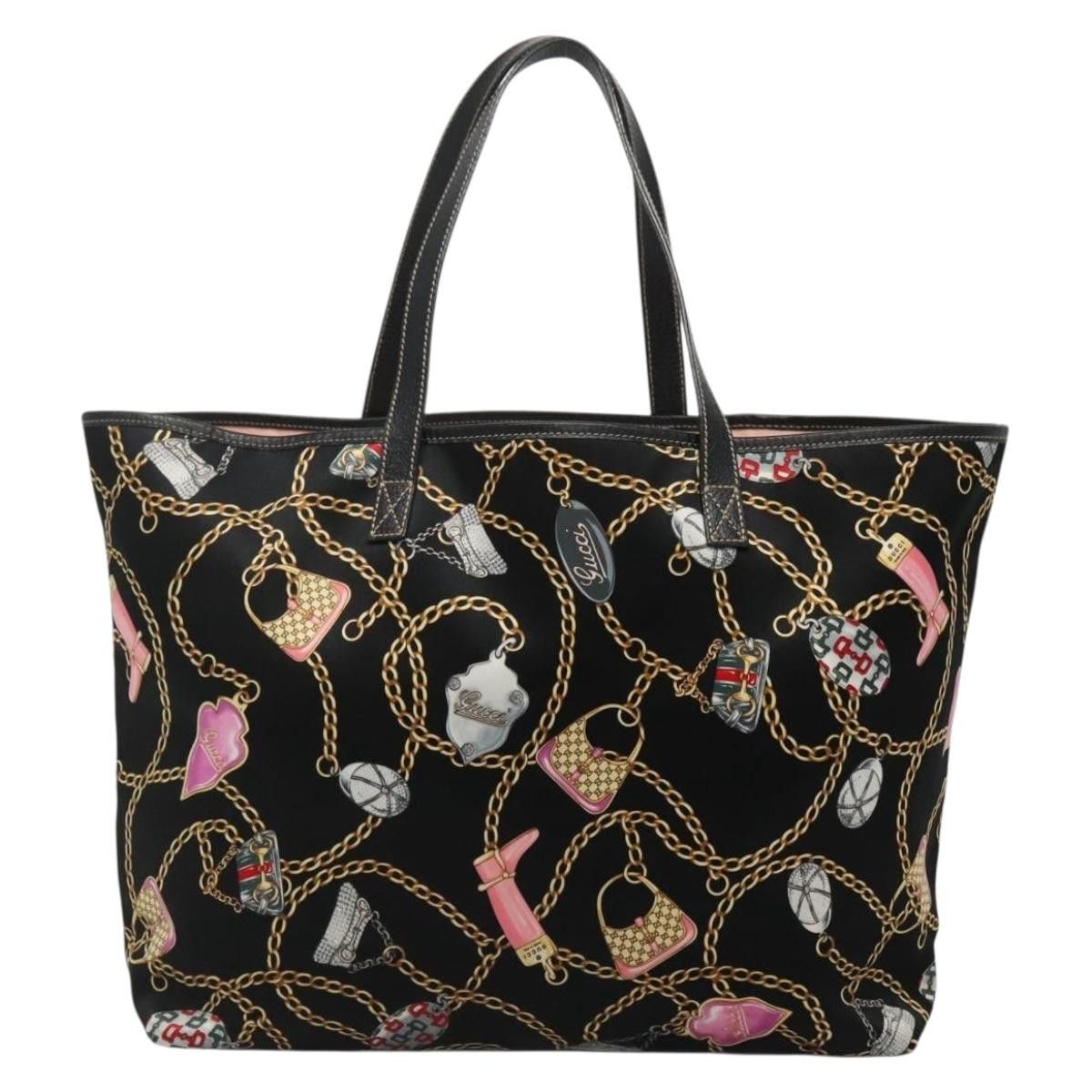 Gucci GUCCI Tote Bag Satin Outlet Black Gold Size ONE SIZE - 3 Thumbnail